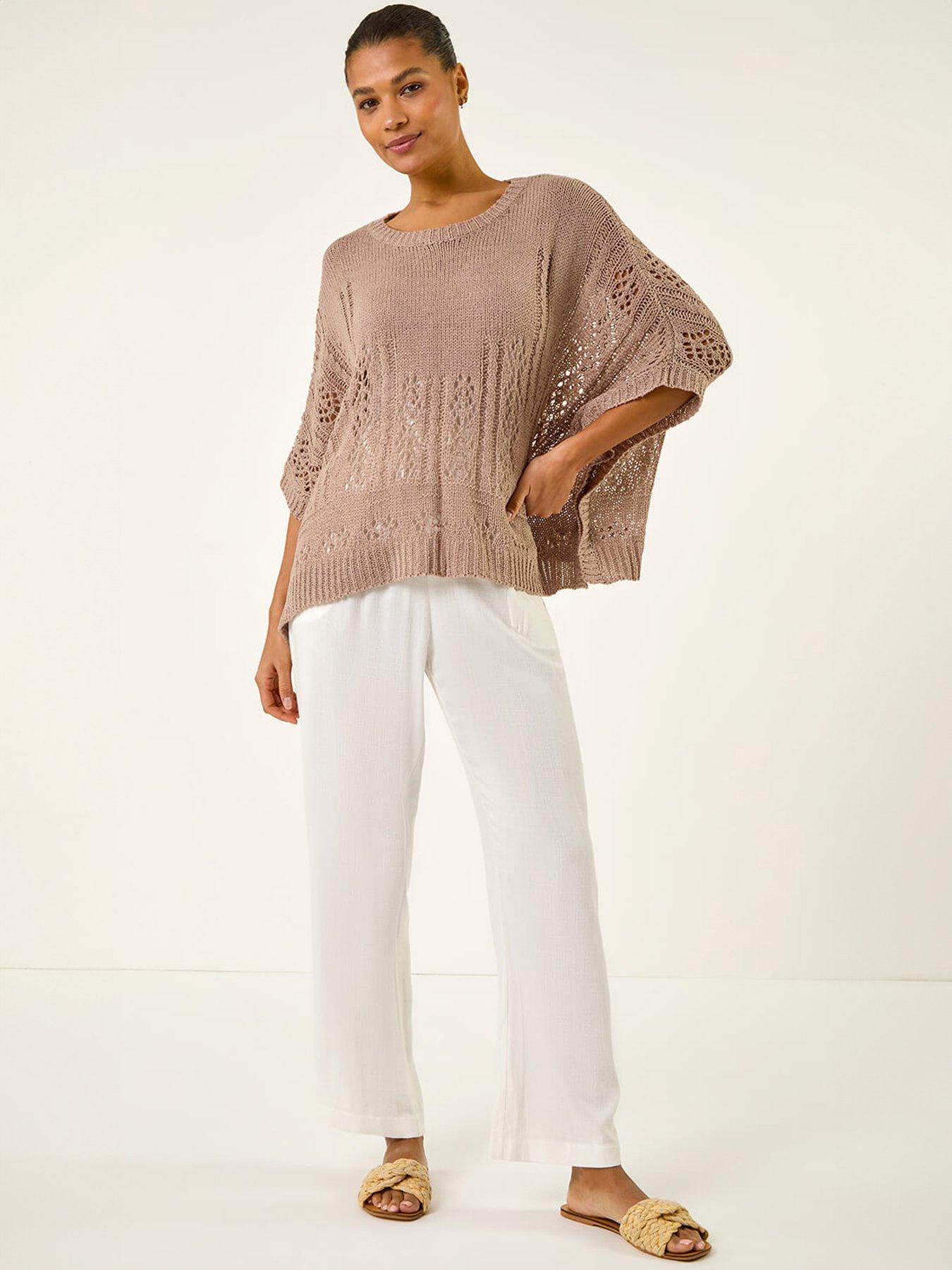 Image 3 of 5 of Roman Stitch Light Knit Poncho