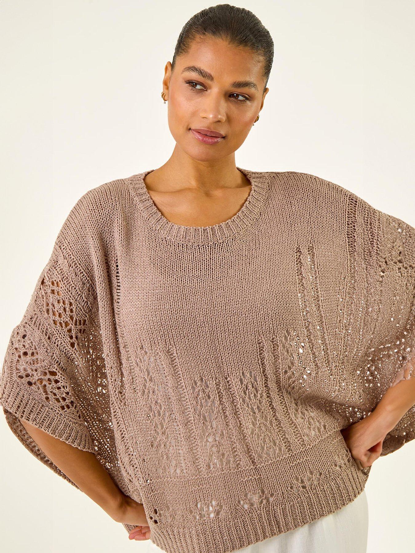 Image 4 of 5 of Roman Stitch Light Knit Poncho