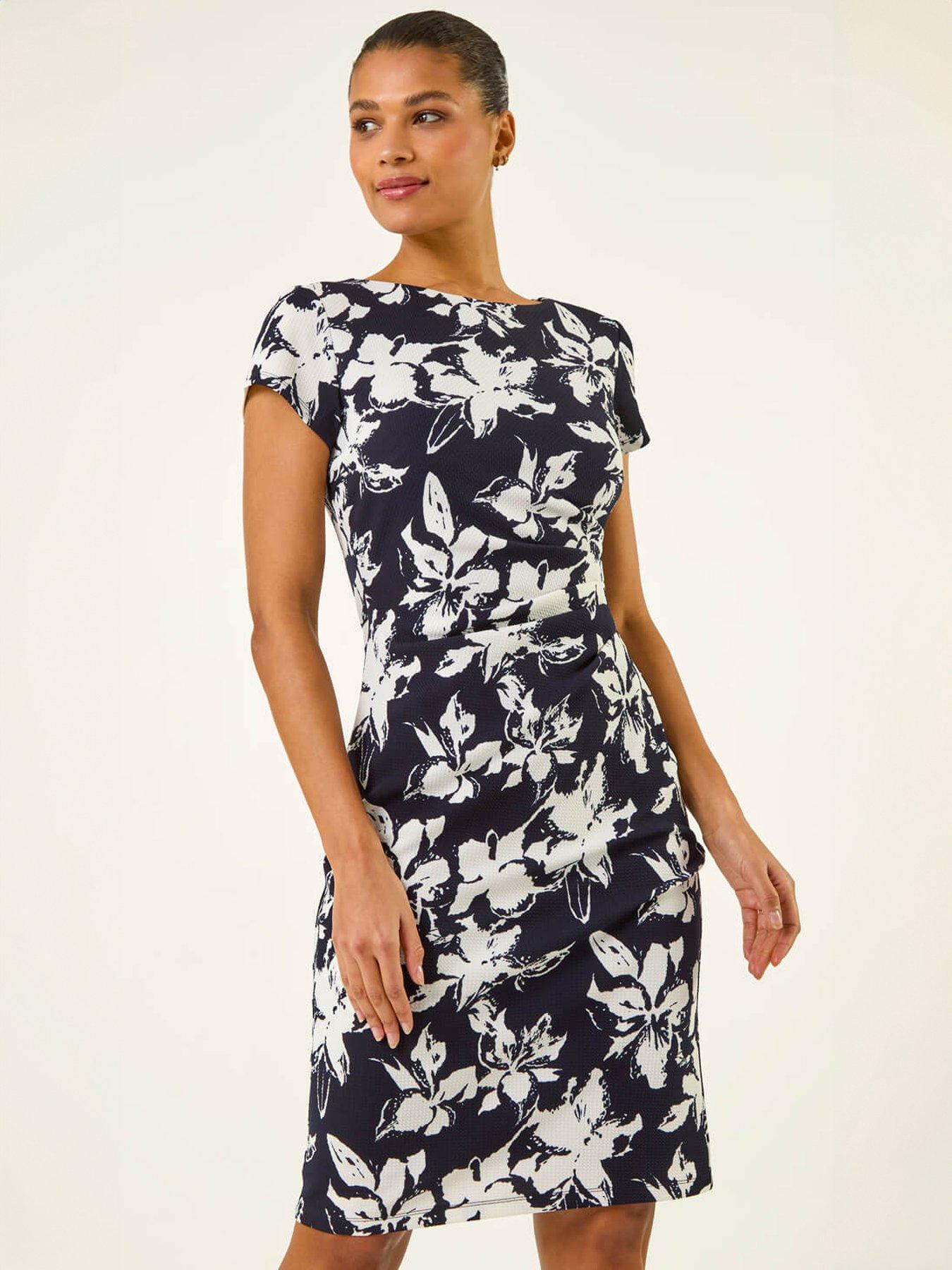roman-floral-gathered-shift-dressfront