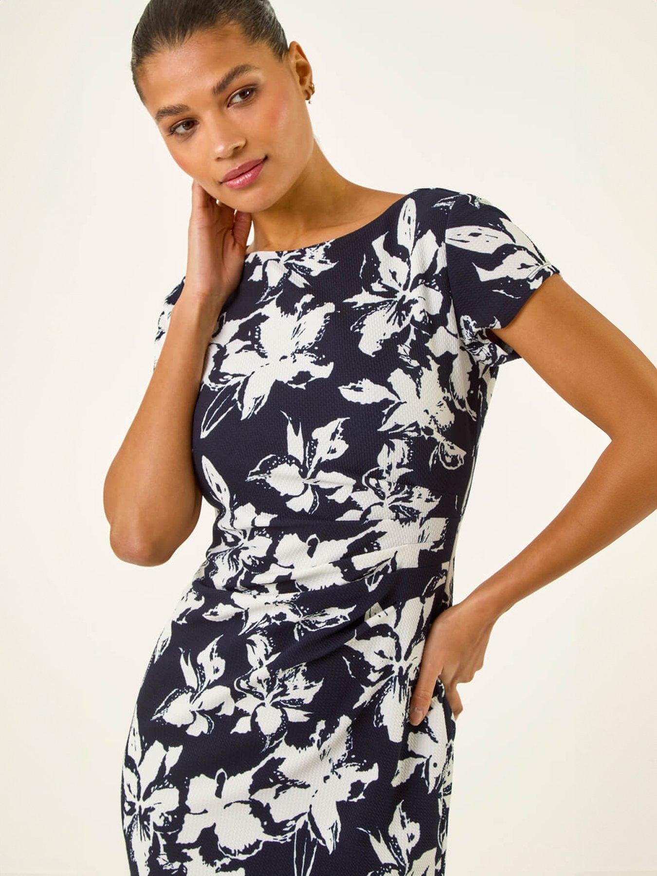 roman-floral-gathered-shift-dressoutfit