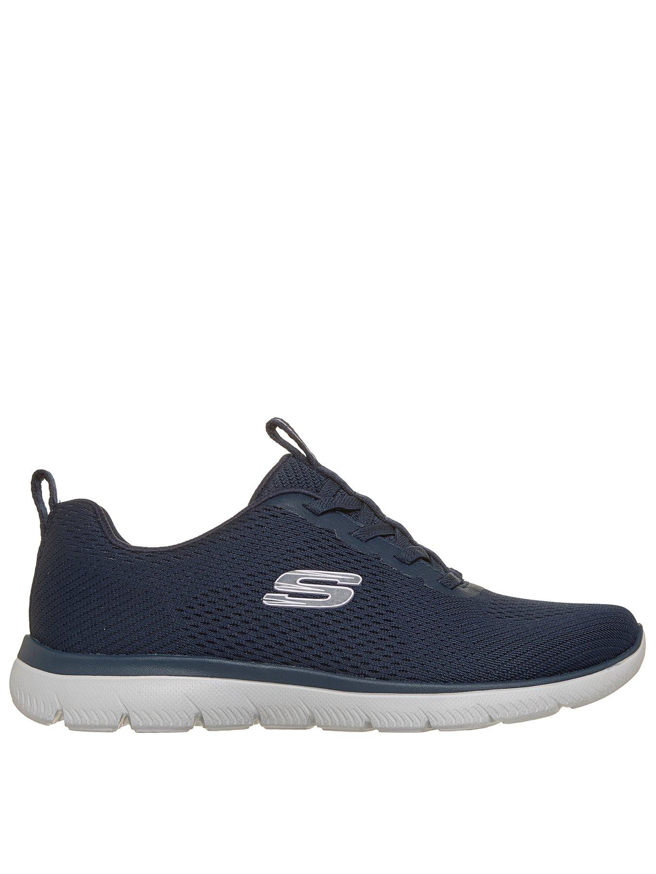 Skechers Womens Summits Fresh Vision Engineered Mesh Flat Bungee Slip-On Trainers - Navy