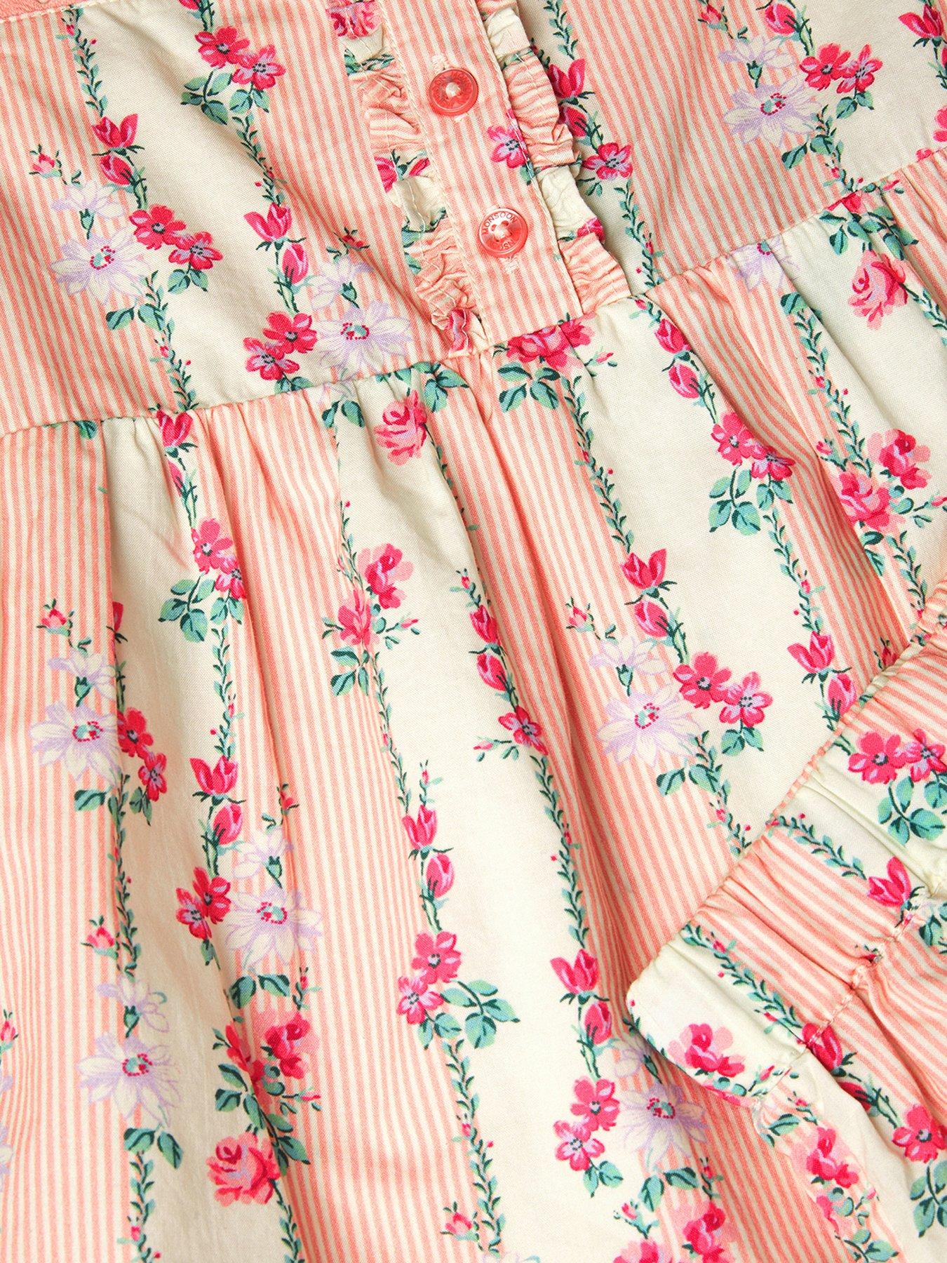 Image 3 of 3 of Monsoon Girls Easter Stripe Floral Woven Pyjamas - Cream