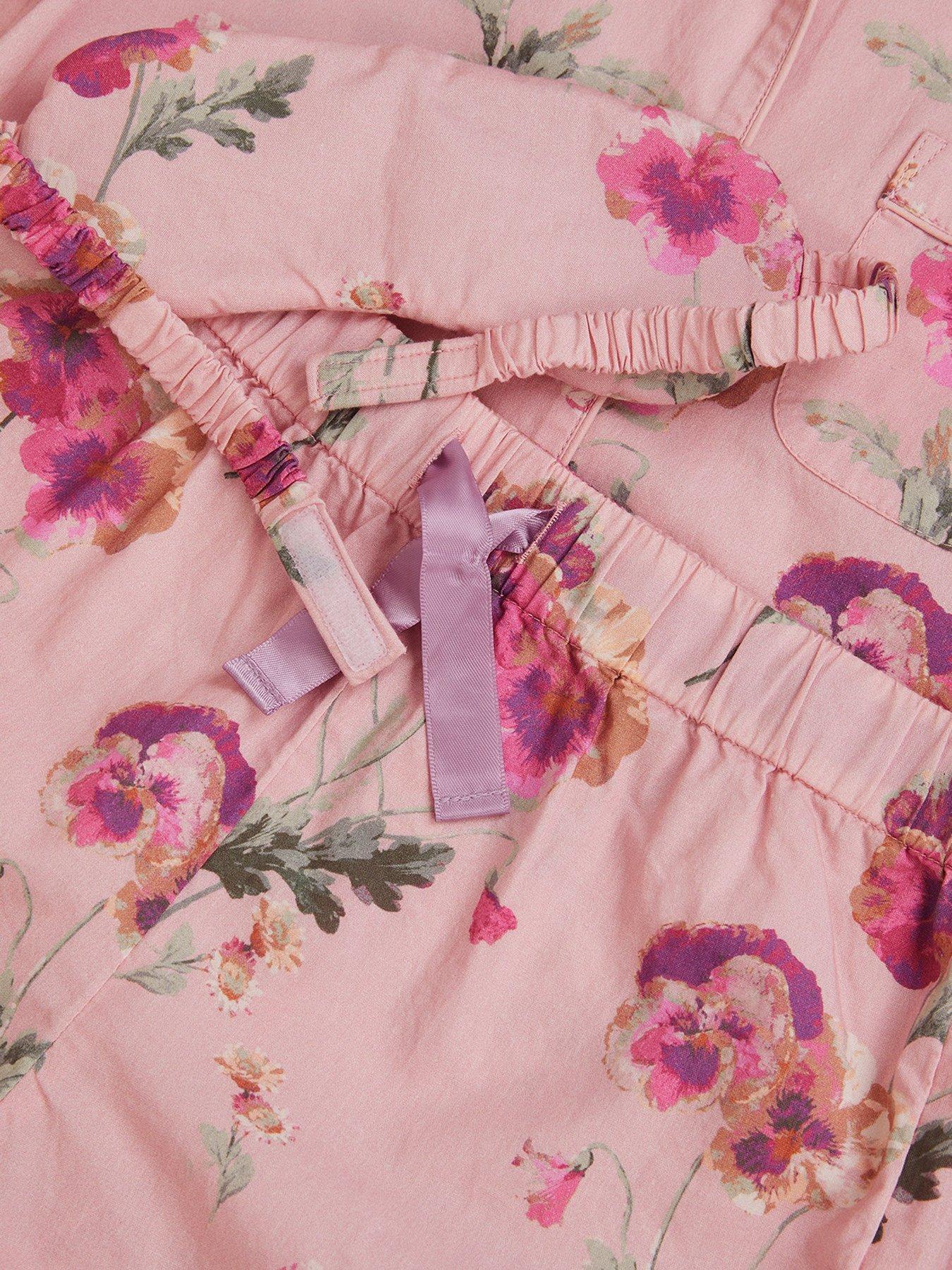 Image 3 of 3 of Monsoon Girls Pansy Woven Print Pyjamas With Eye Mask - Pink