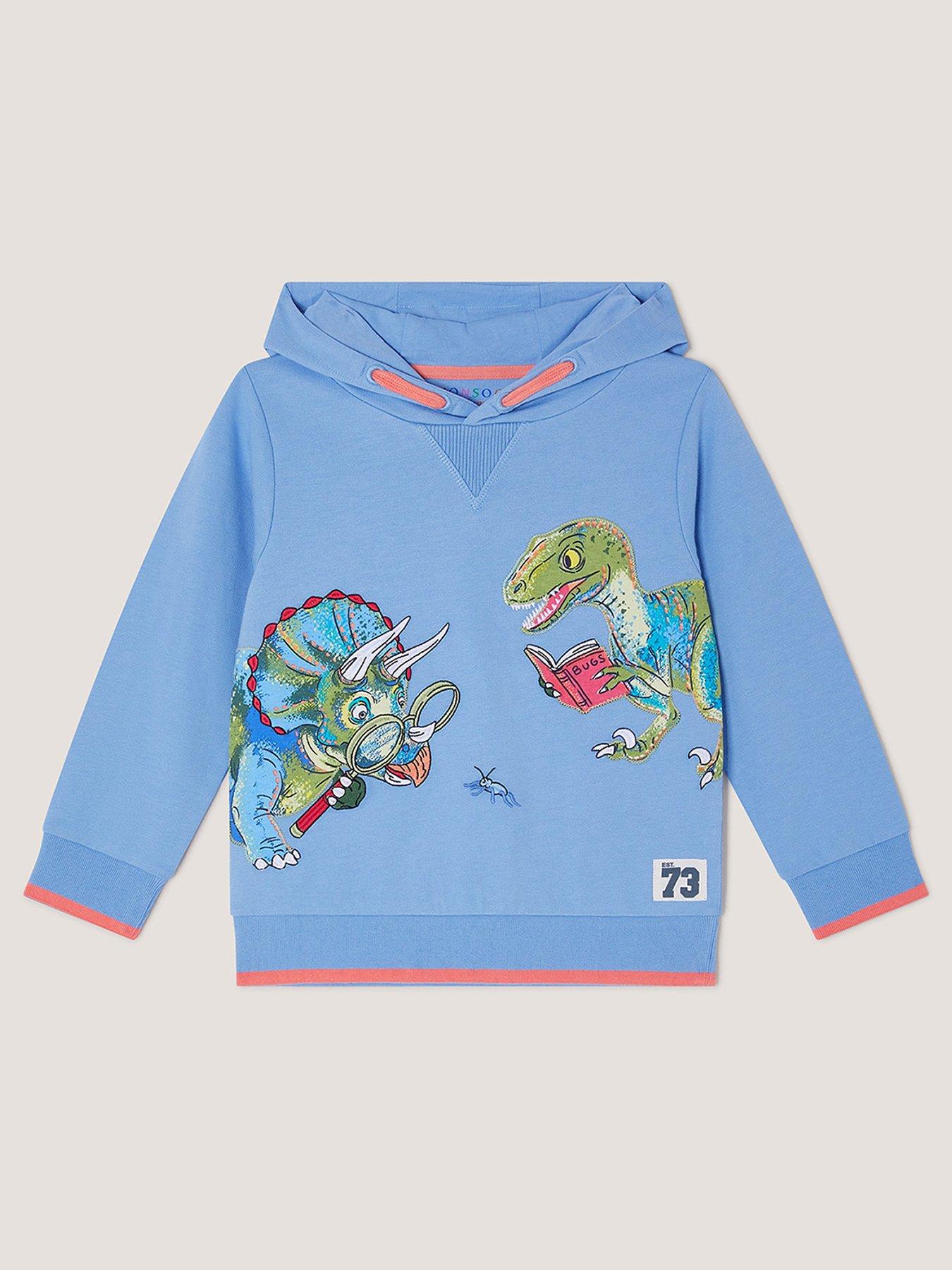 Image 2 of 4 of Monsoon Boys Reading Dino Hoodie - Blue