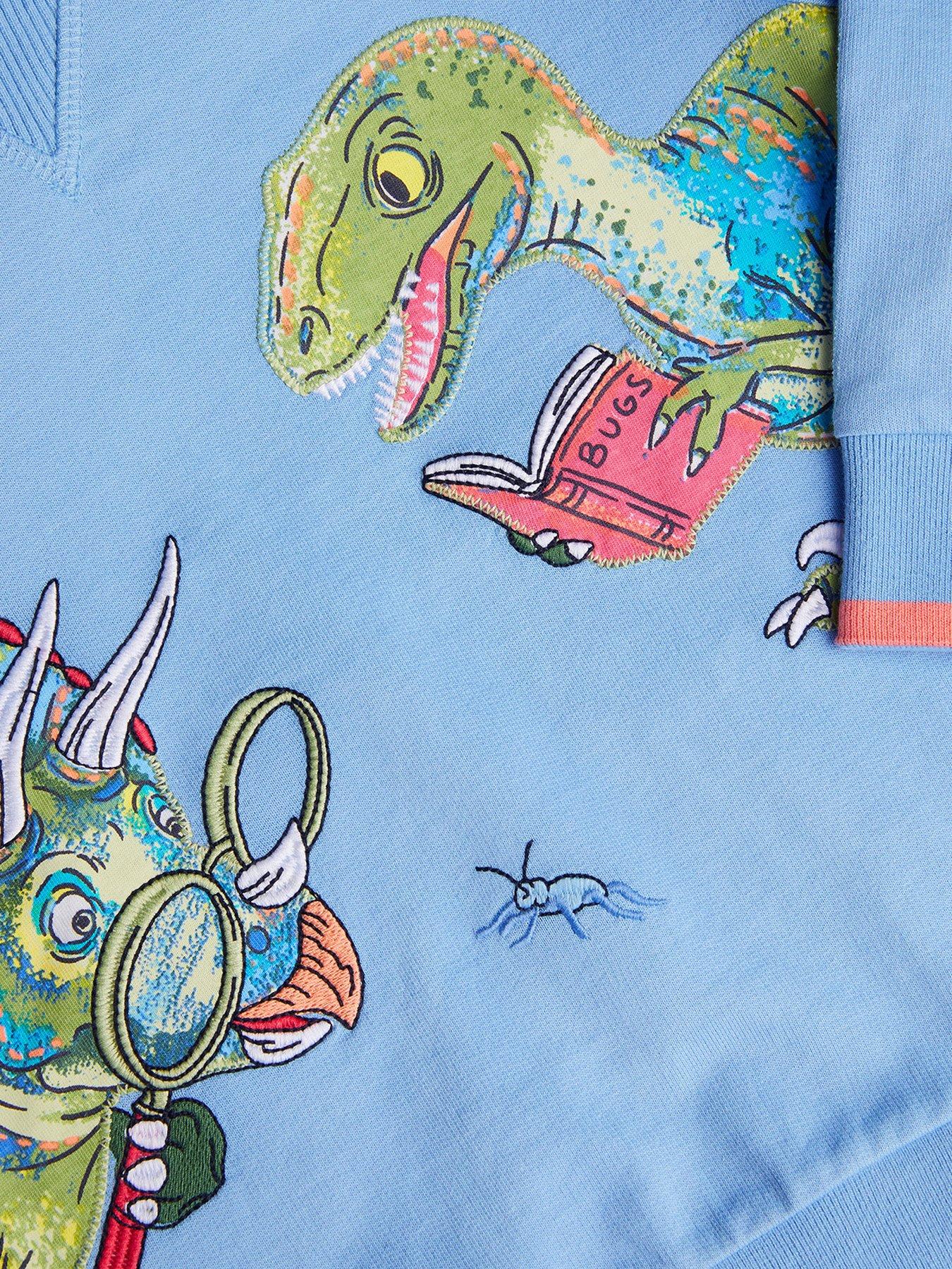 Image 4 of 4 of Monsoon Boys Reading Dino Hoodie - Blue