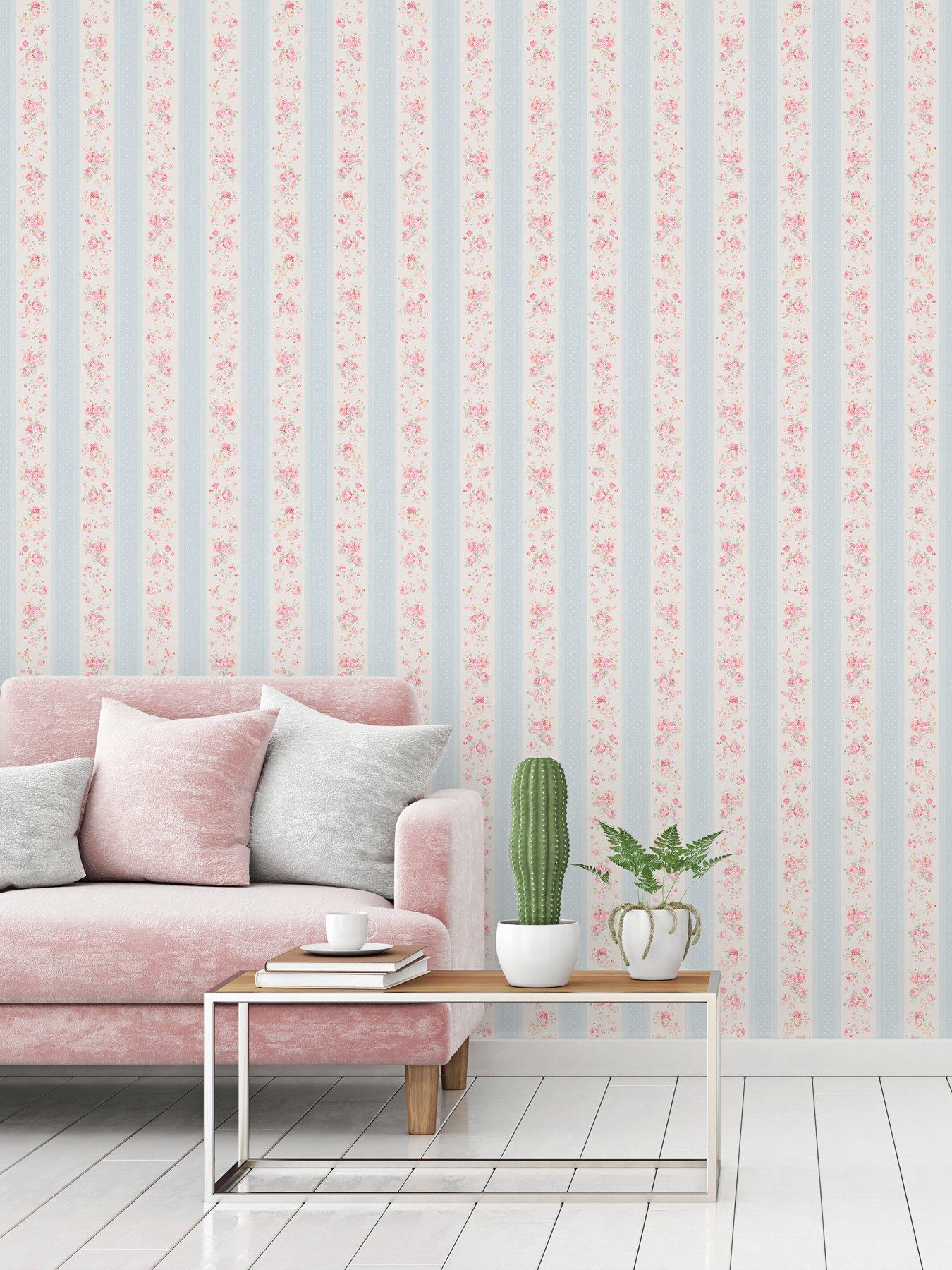 as-creation-floral-stripe-blue-non-woven-wallpaperoutfit