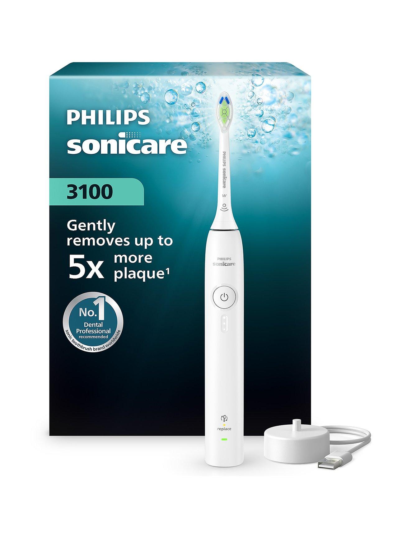 Philips Sonicare 3000 Series Sonic Electric Toothbrush White, Pressure Sensor, 3 Intensity Levels, 14-Day Battery, QuadPacer, Rechargeable, HX4031/21