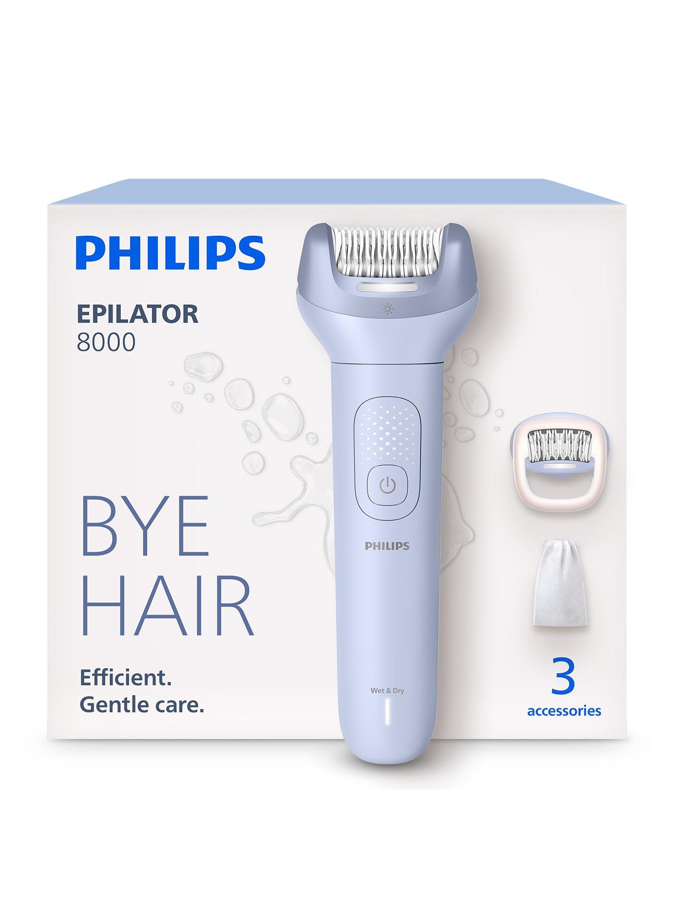 Philips Philips Epilator Series 8000 - Cordless Wet and Dry Electric Epilator, Hair Removal Legs and Body, ProGuide, 3 Accessories, 60 min. Runtime, BRE708/00