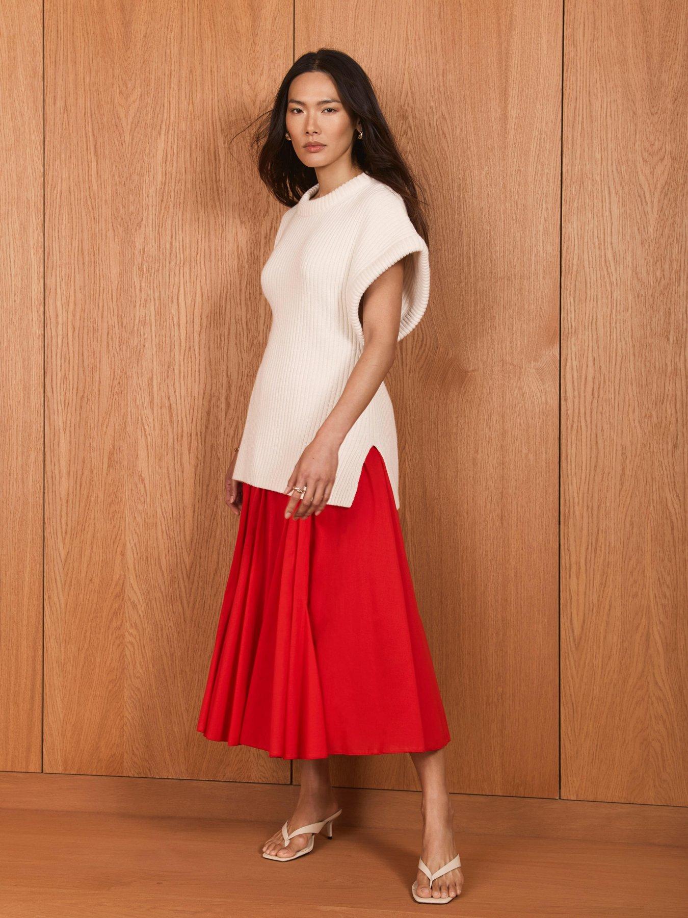 Image 2 of 6 of Mint Velvet Red Full Cotton Skirt