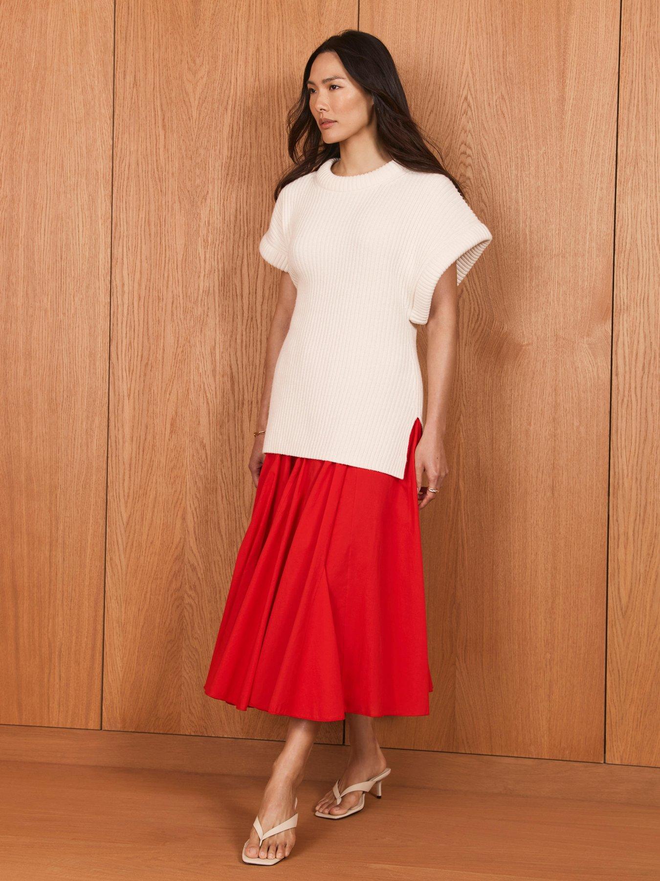 Image 3 of 6 of Mint Velvet Red Full Cotton Skirt