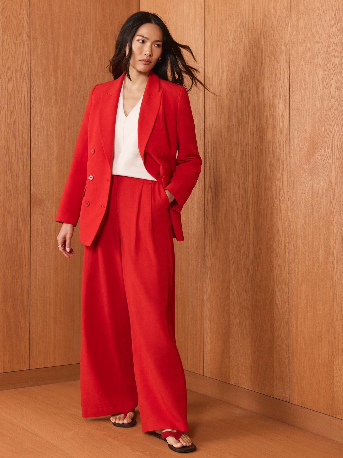 Image 2 of 6 of Mint Velvet Red Linen Mix Trouser