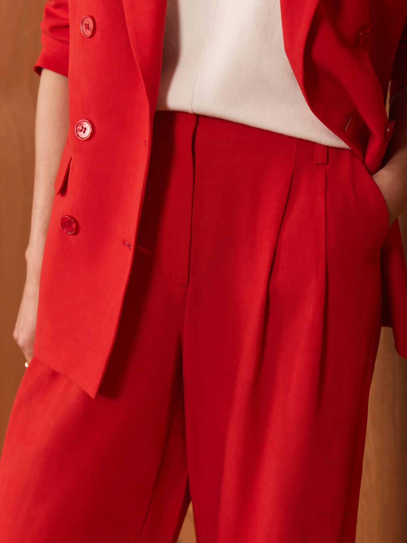 Image 4 of 6 of Mint Velvet Red Linen Mix Trouser