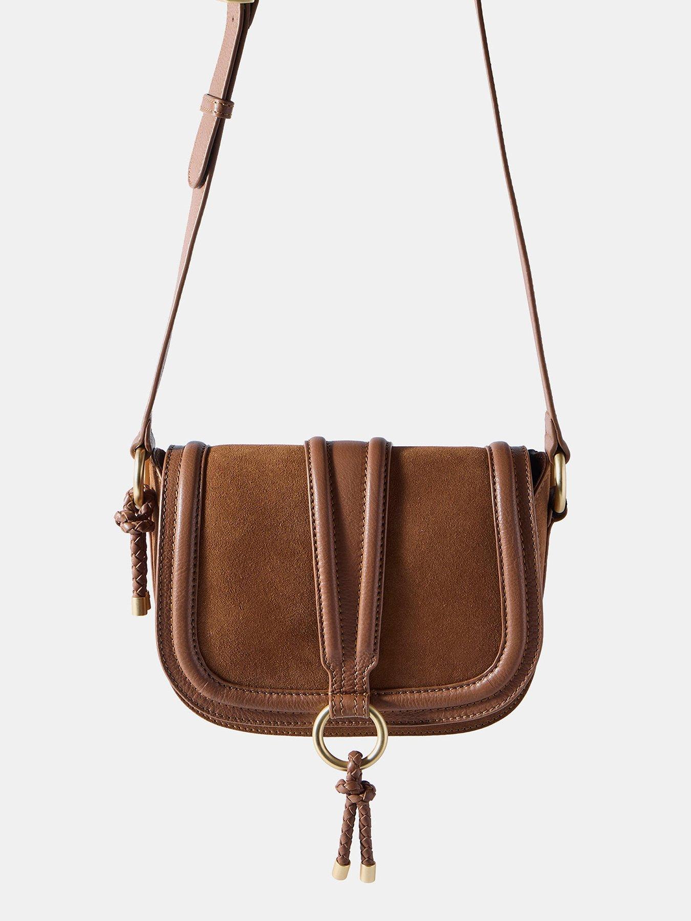 Mint Velvet Harper Tan Suede Saddle Bag - Brown