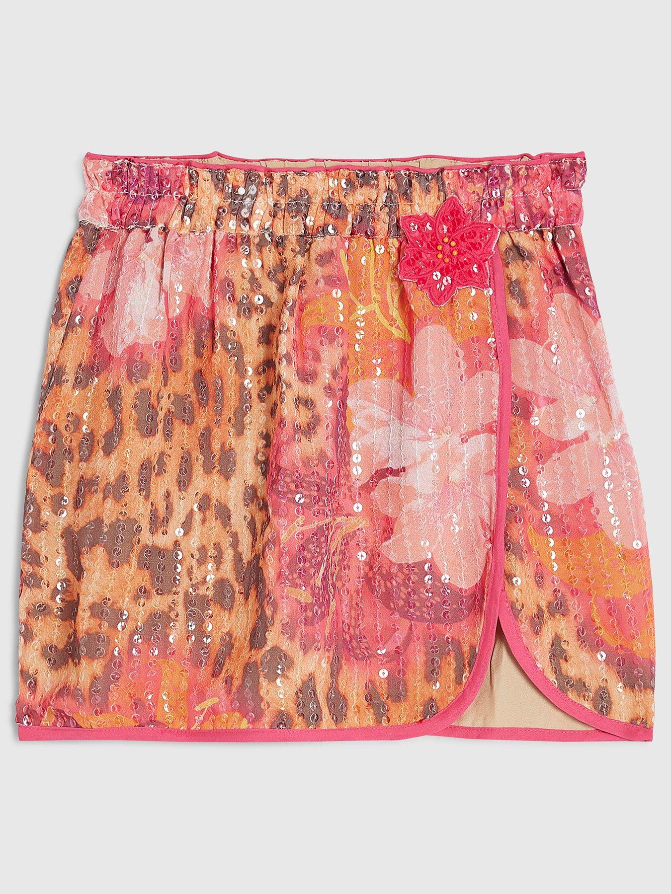 River Island Older Girls Floral Leopard Sarong Skirt - Brown