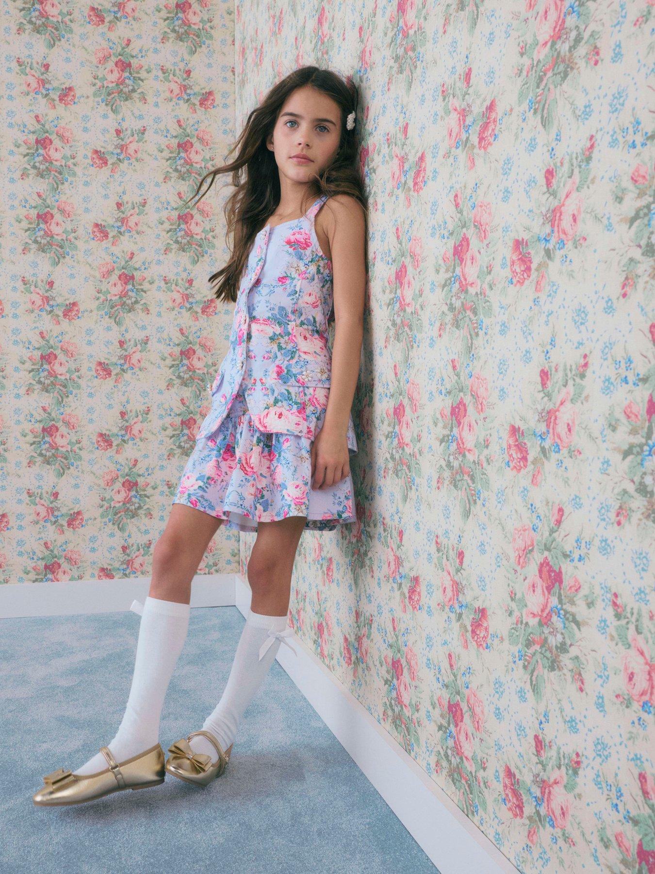 River Island Older Girls Floral Print Waistcoat Set - Purple