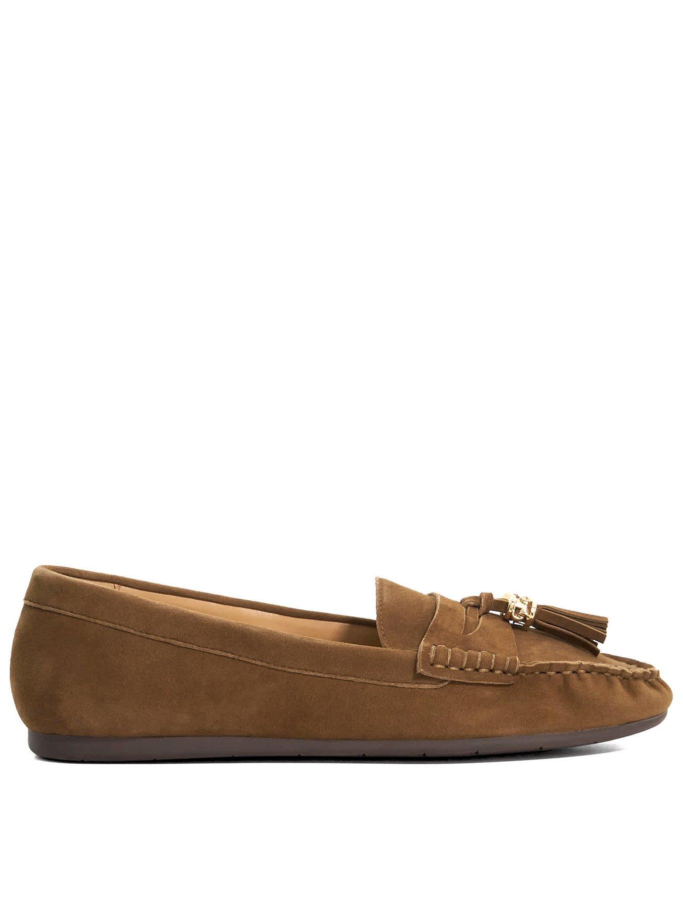 dune-london-geen-loafers-brownfront