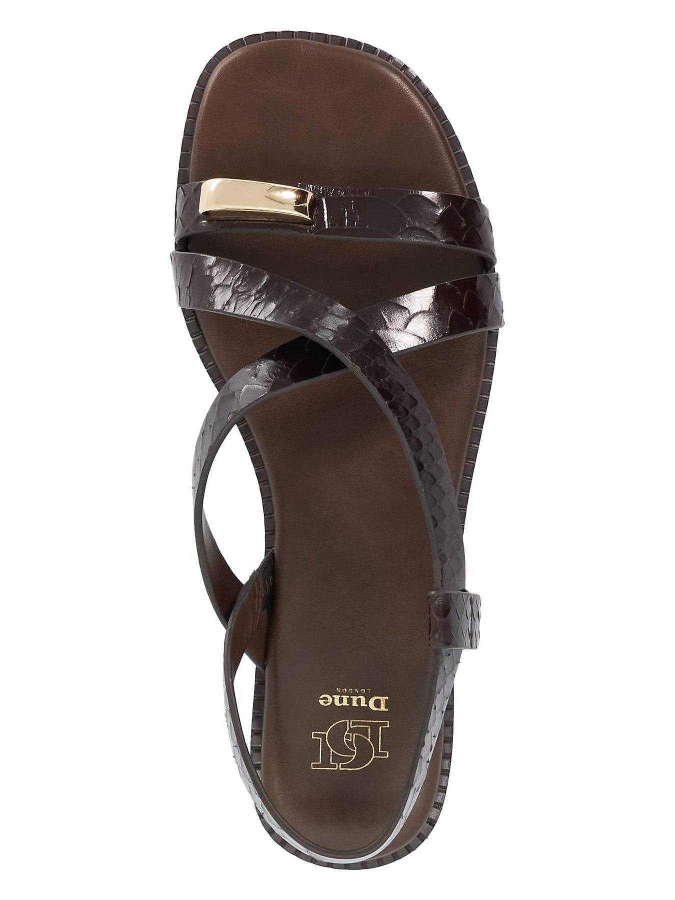 Image 4 of 5 of Dune London Lite Reptile Effect Leather Flat Sandals - Brown