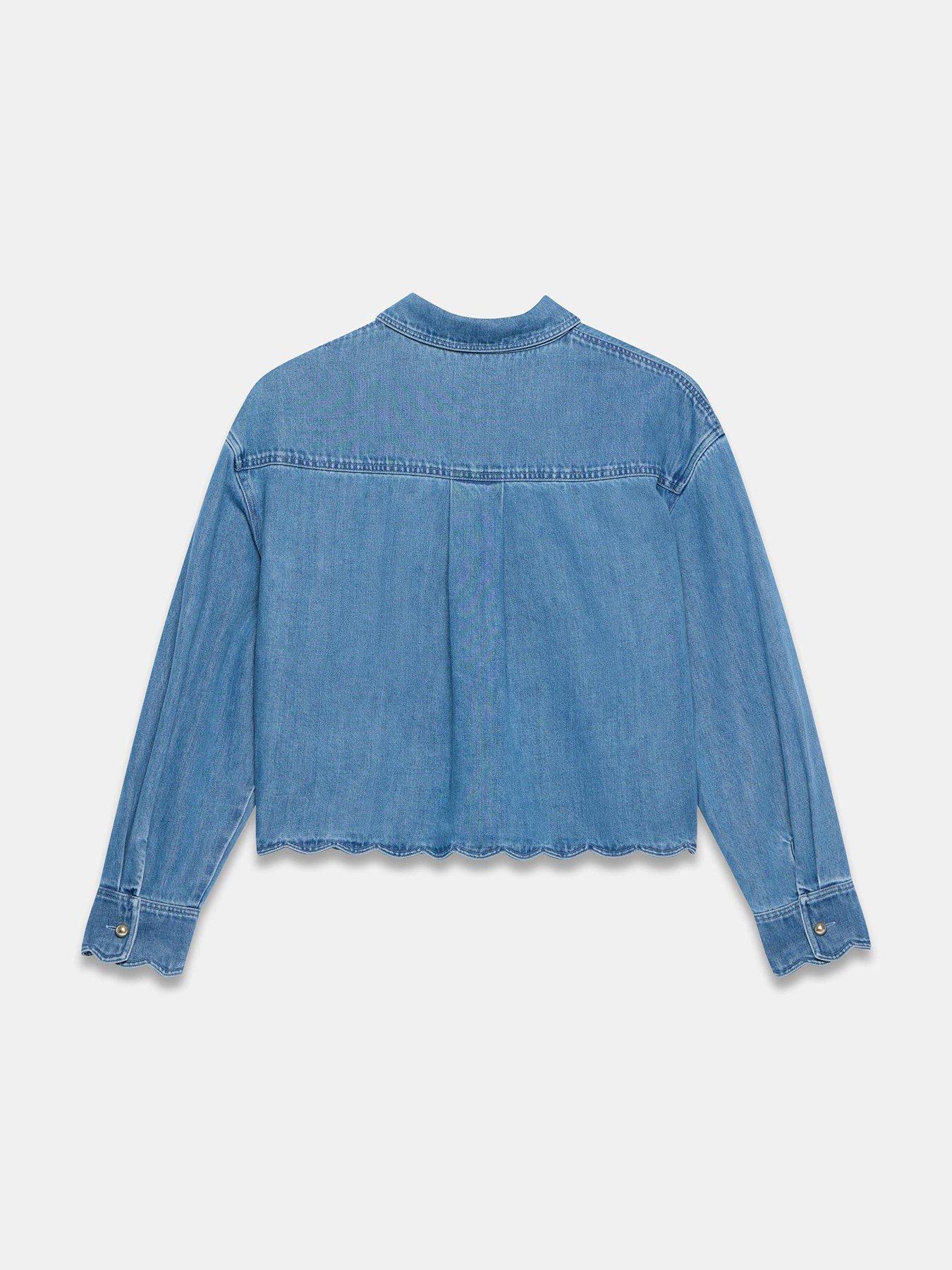 Image 6 of 6 of Mint Velvet Indigo Denim Scallop Top - Blue
