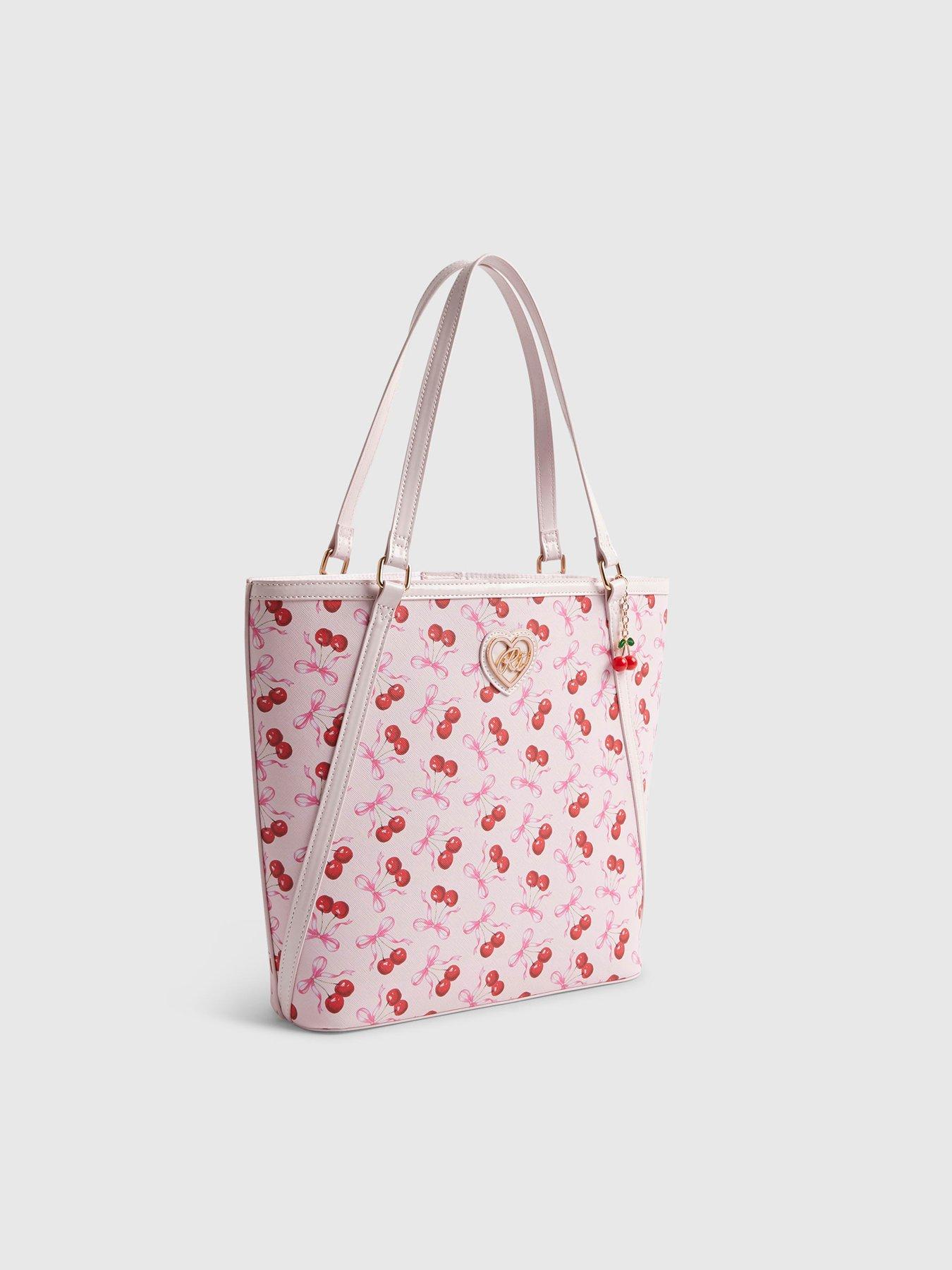 Image 2 of 3 of River Island Older Girls Cherry Print Shopper Bag - Pink