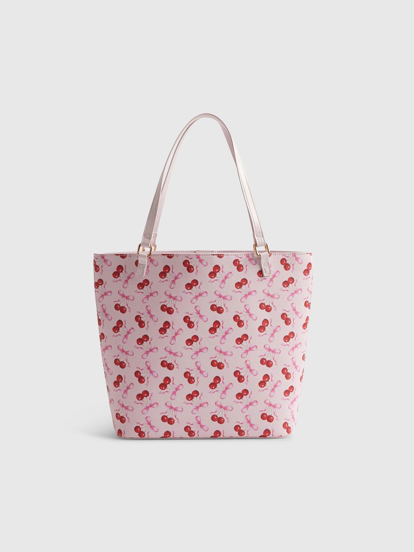 Image 3 of 3 of River Island Older Girls Cherry Print Shopper Bag - Pink