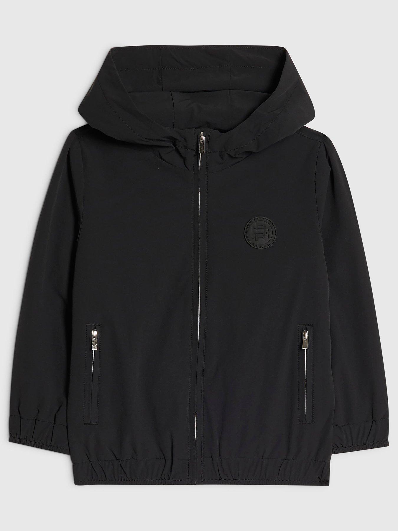 River Island Mini Boys Hooded Tech Jacket - Black