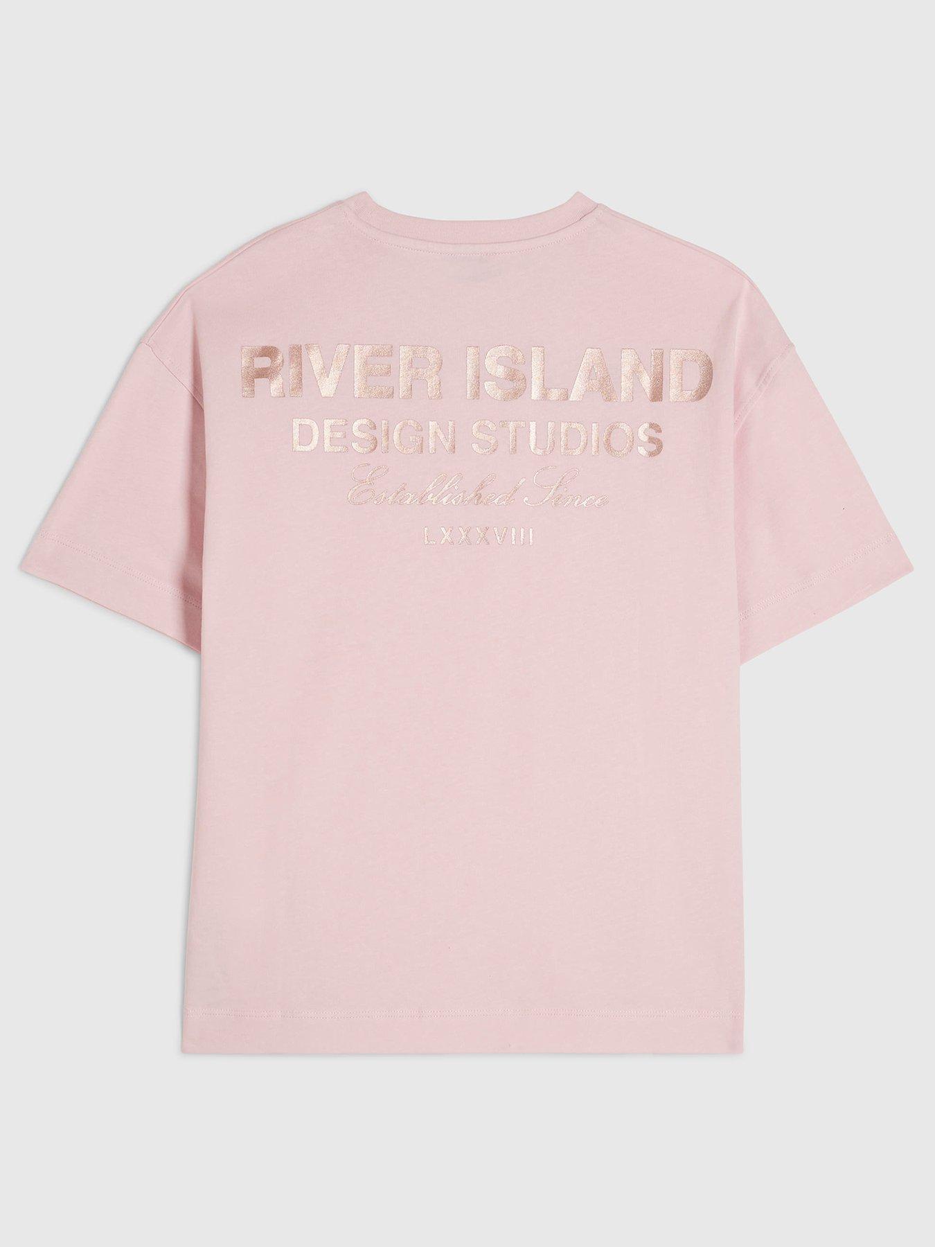 River Island Girls Ri Design Studios Metallic T-Shirt - Pink in Brown