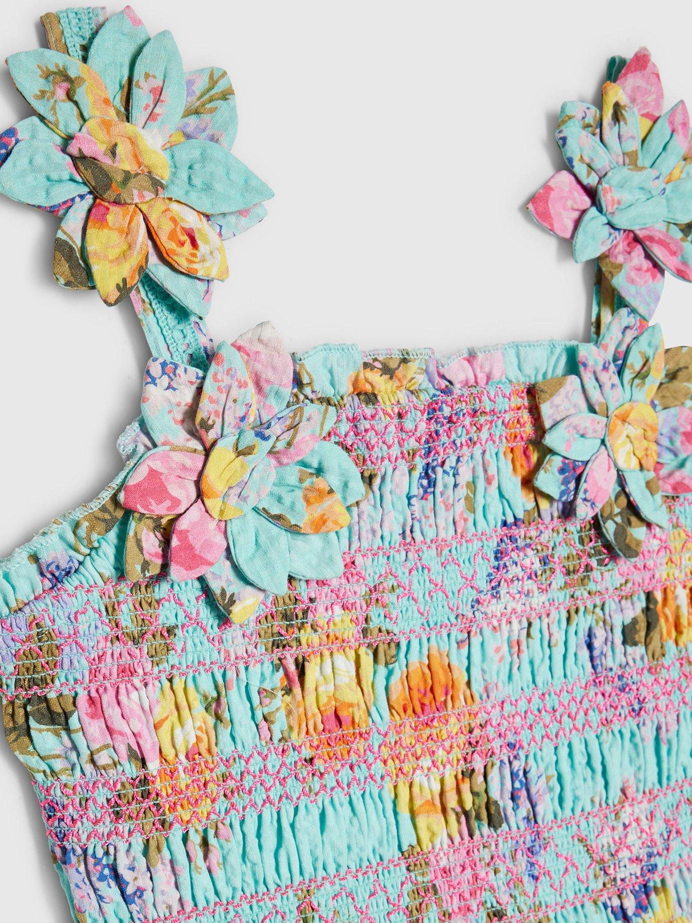 Image 4 of 6 of River Island Older Girls Rose Corsage Top Set - Blue