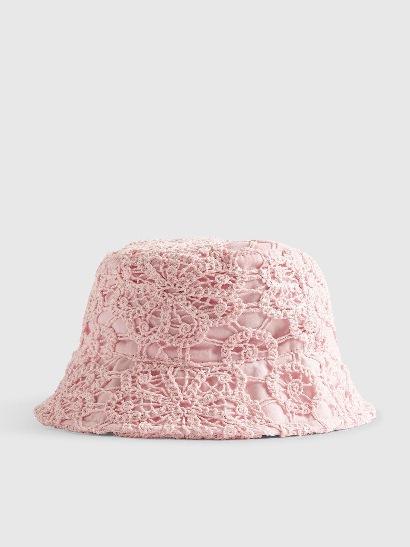 River Island Older Girls Crochet Style Bucket Hat - Pink