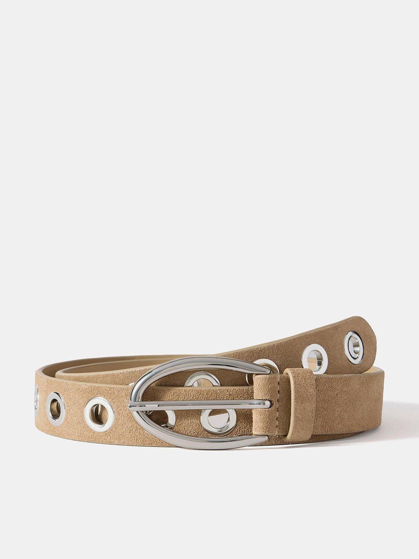 Image 1 of 3 of Mint Velvet Suede Eyelet Belt - Sand