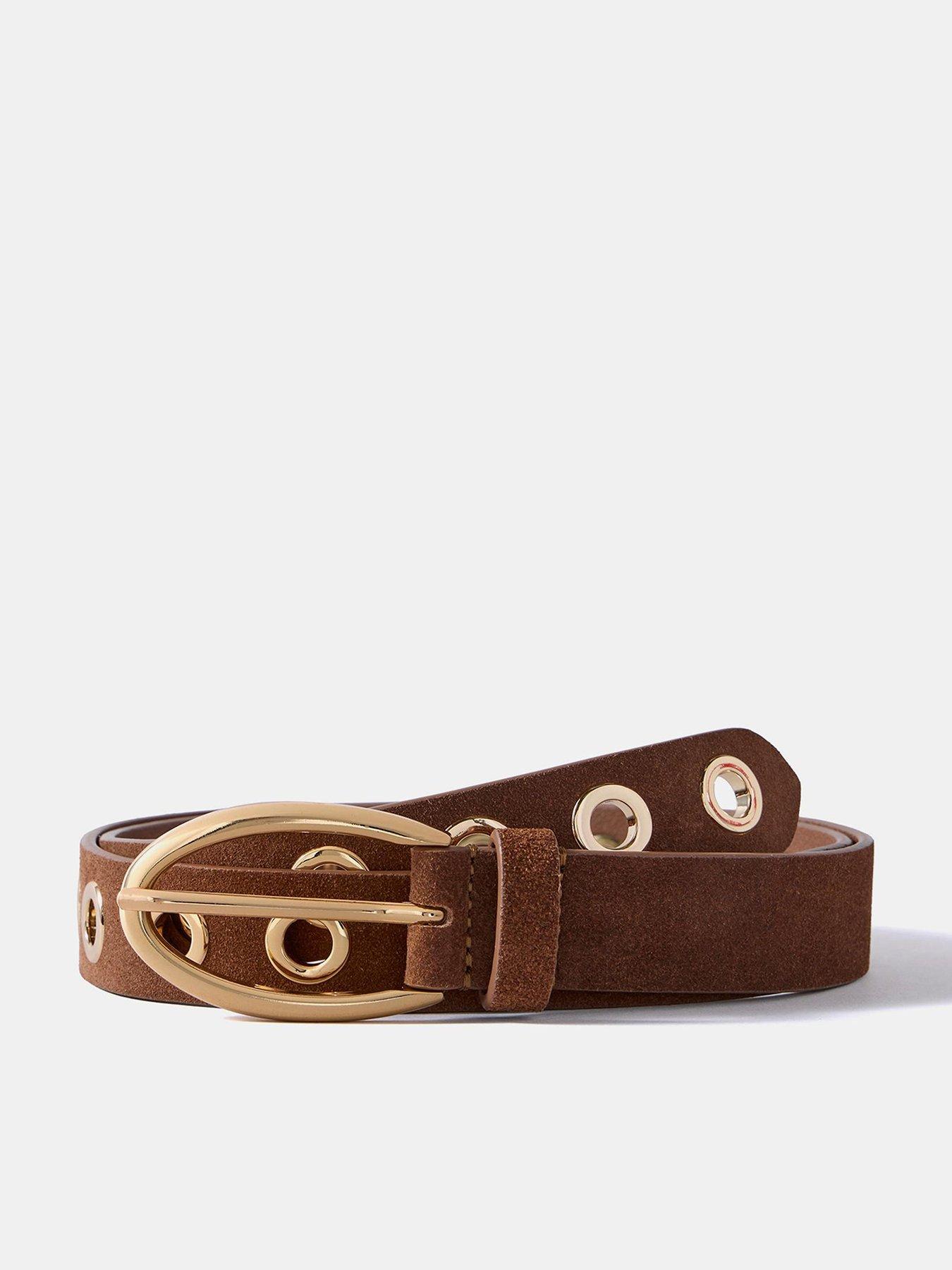 Mint Velvet Suede Eyelet Belt - Tan