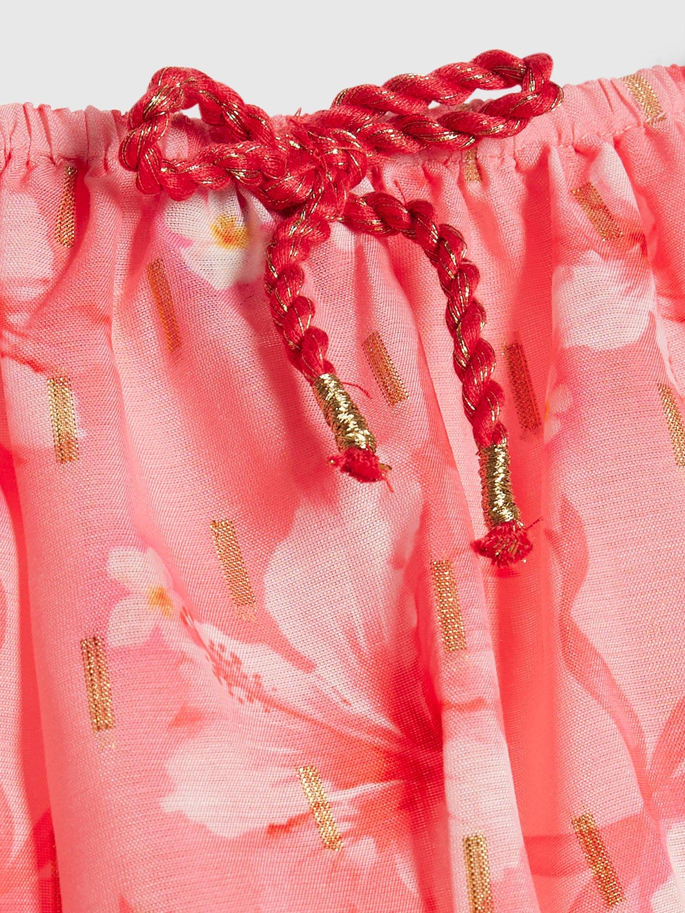 Image 4 of 4 of River Island Mini Girls Hibiscus Bow Skirt Set - Pink