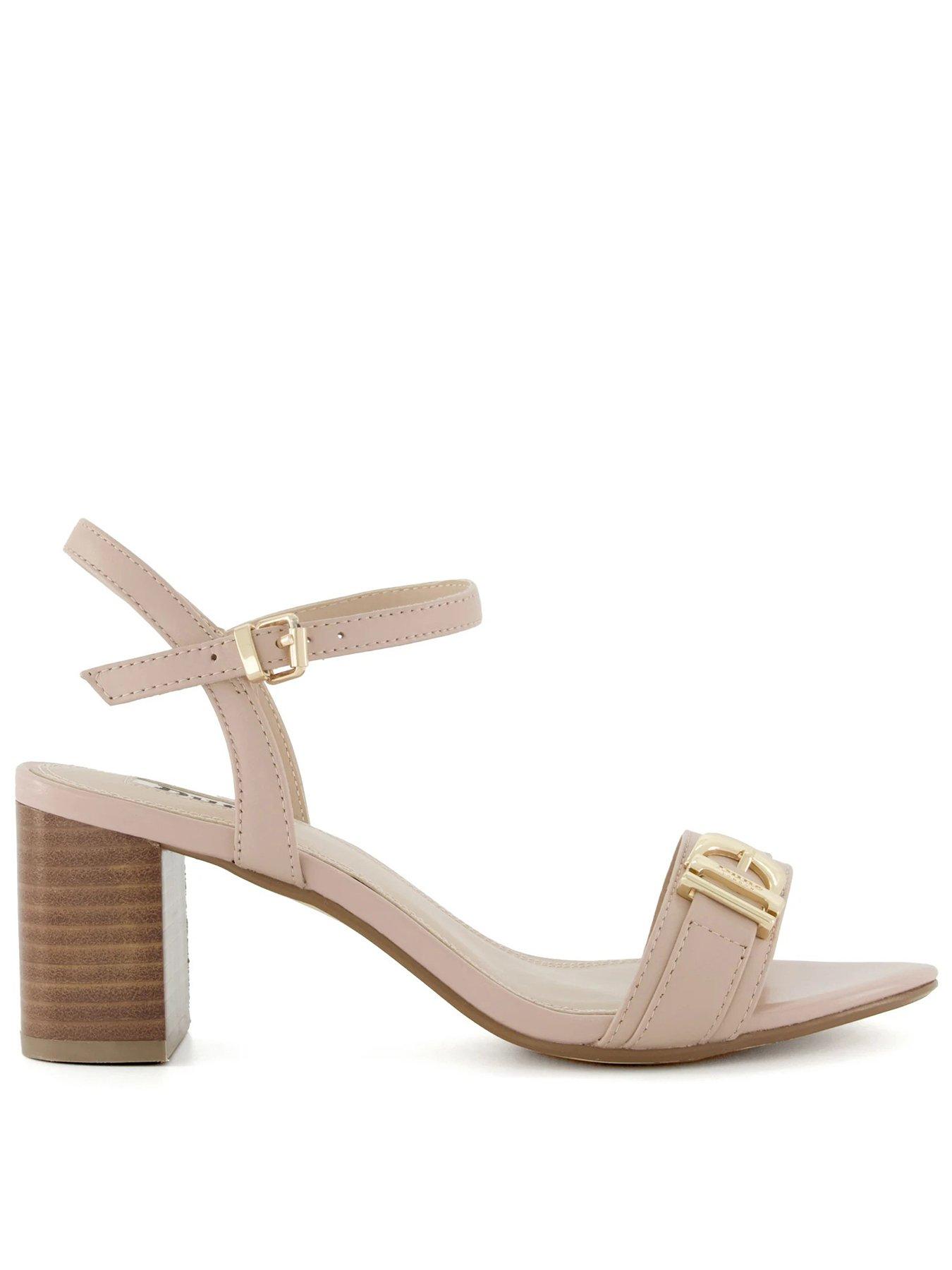 Dune London Wide Fit Jessie Block Heeled Sandals - Blush