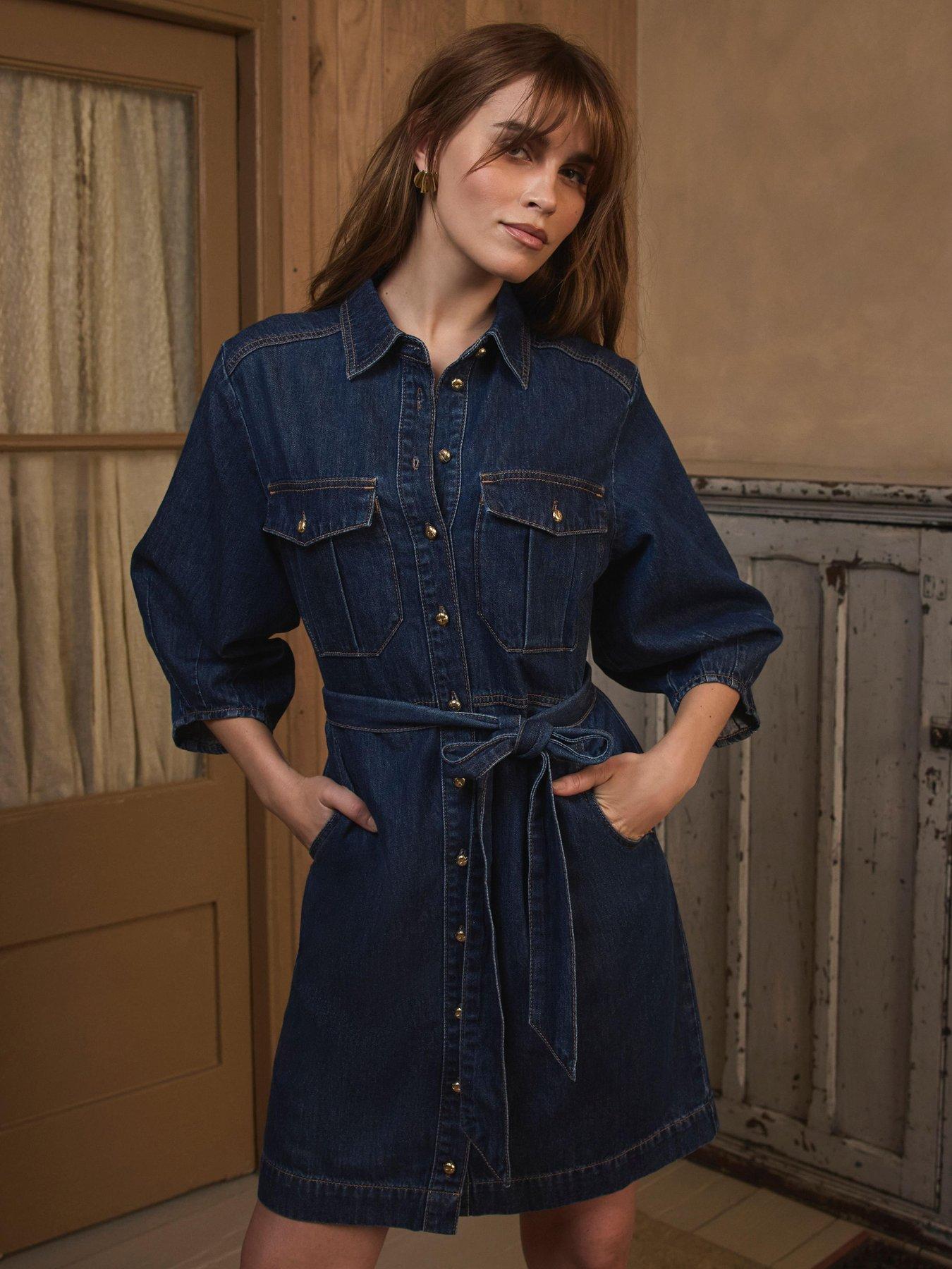 Mint Velvet Denim Mini Shirt Dress