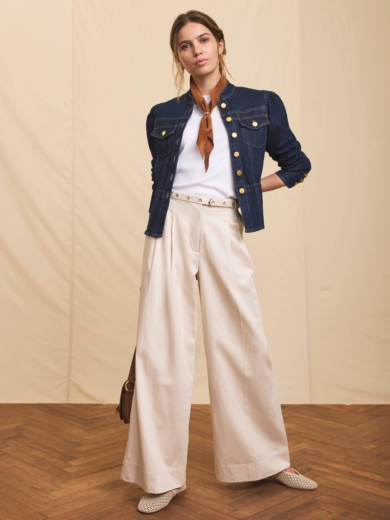 Image 2 of 6 of Mint Velvet Stone Belt Wide Trouser - Cream