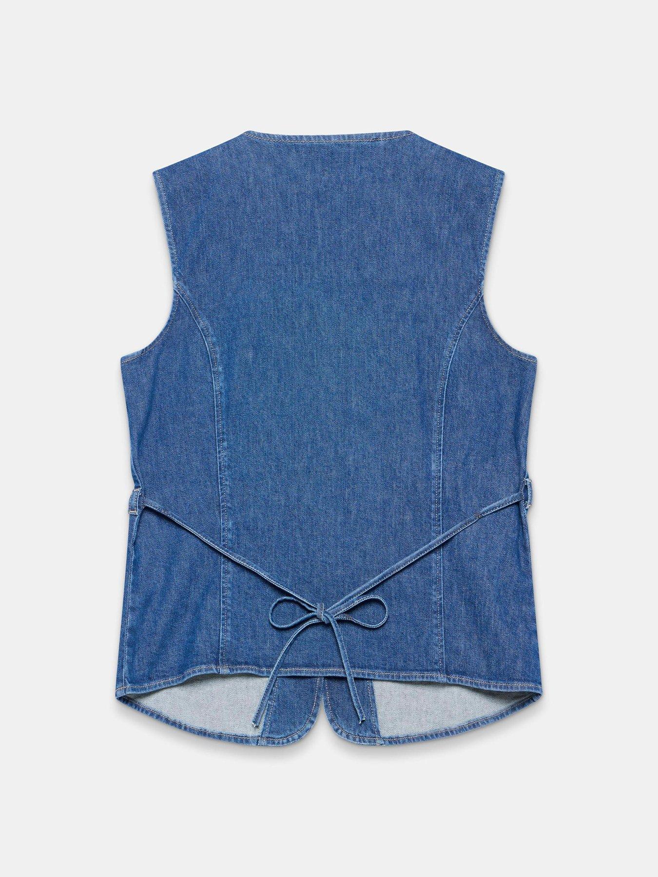 Image 6 of 6 of Mint Velvet Indigo Sleeveless Button Through Denim Waistcoat - Blue