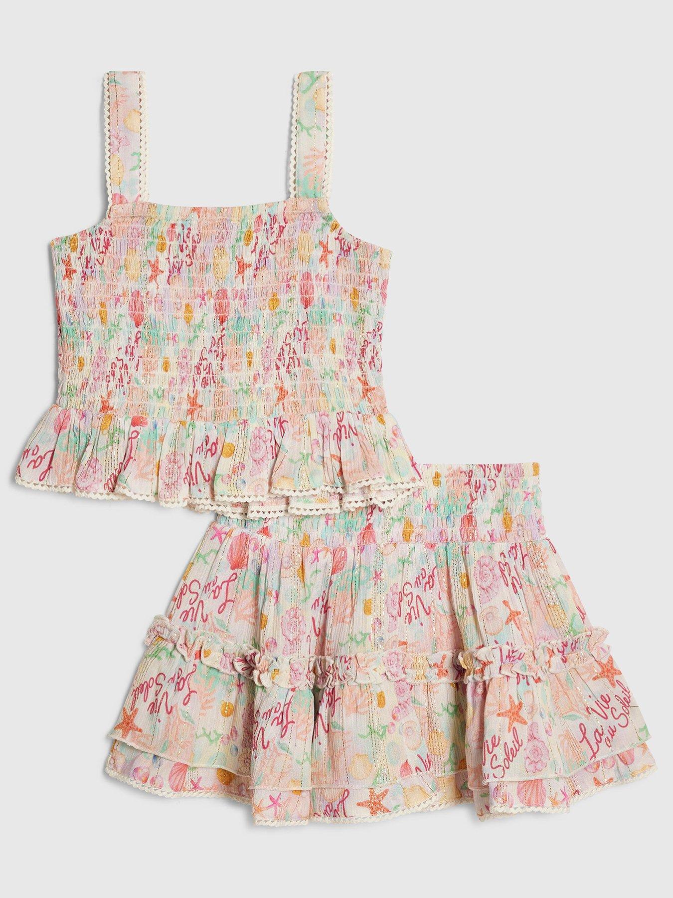 Image 2 of 3 of River Island Mini Girls Under The Sea Top Set - White