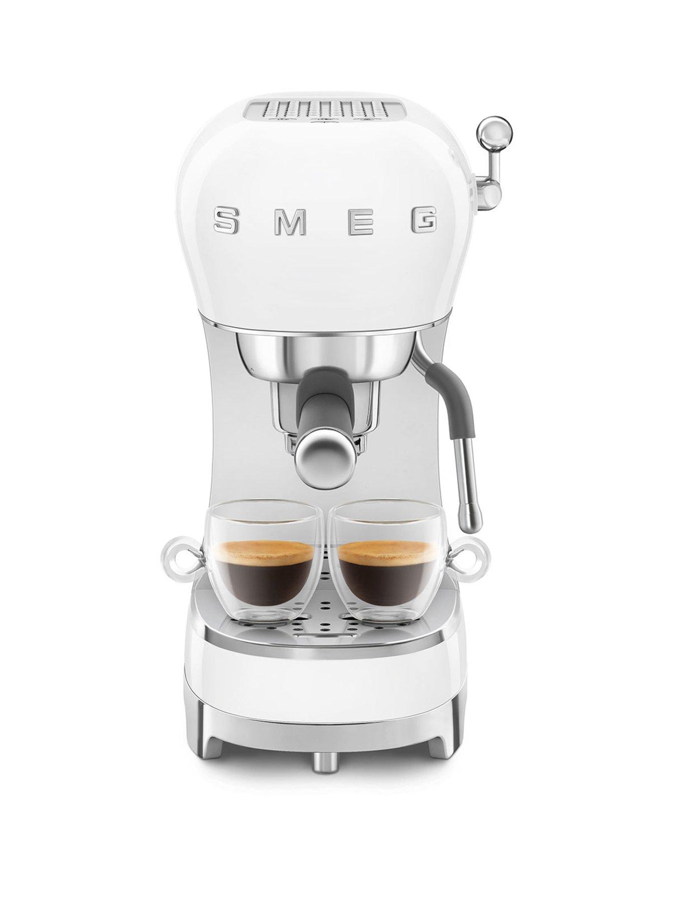 Smeg 50s Style Espresso Coffee Machine & Electric Coffee Grinder, White