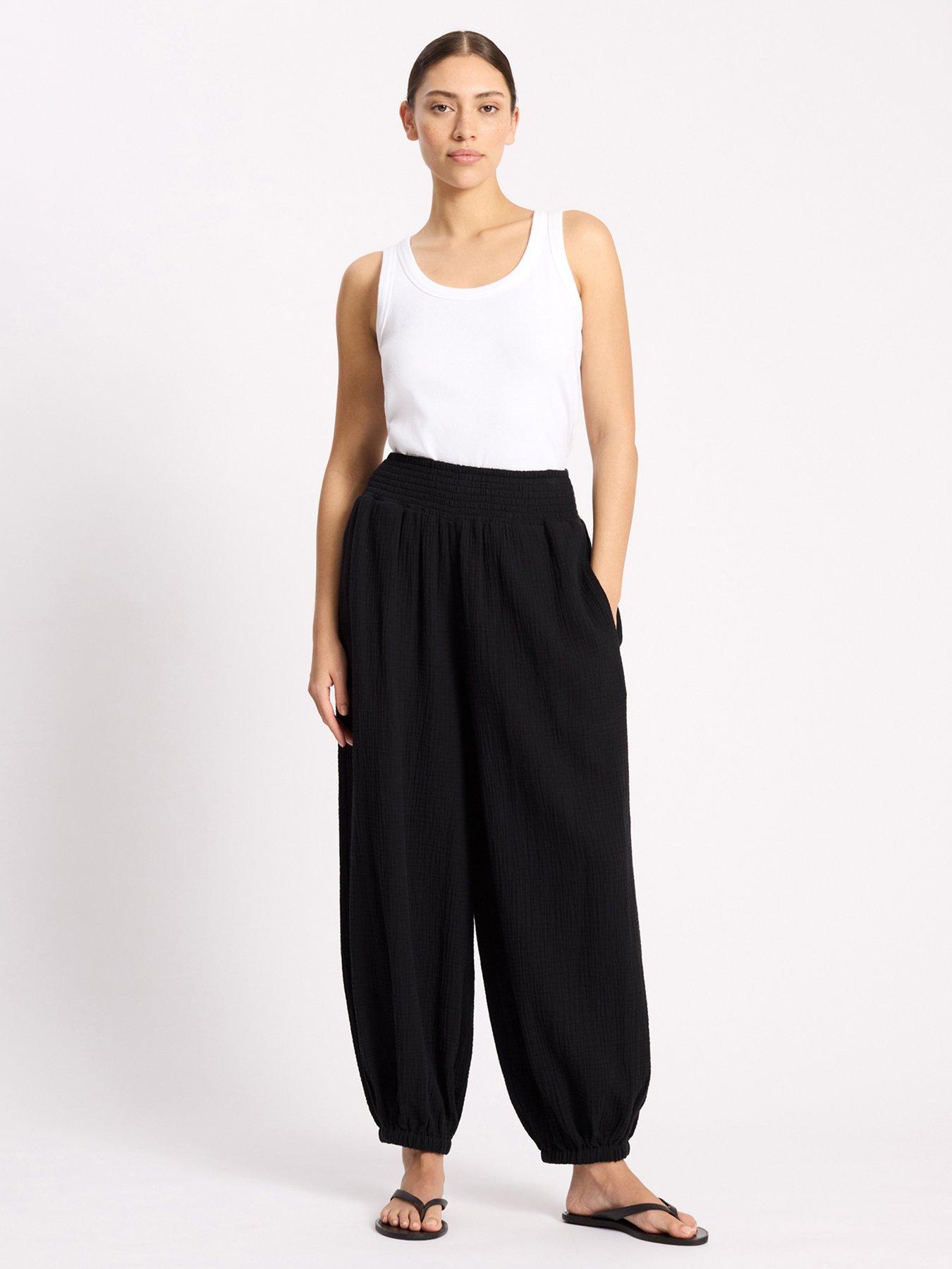 Image 4 of 5 of Albaray Cheesecloth Hareem Trouser - Black