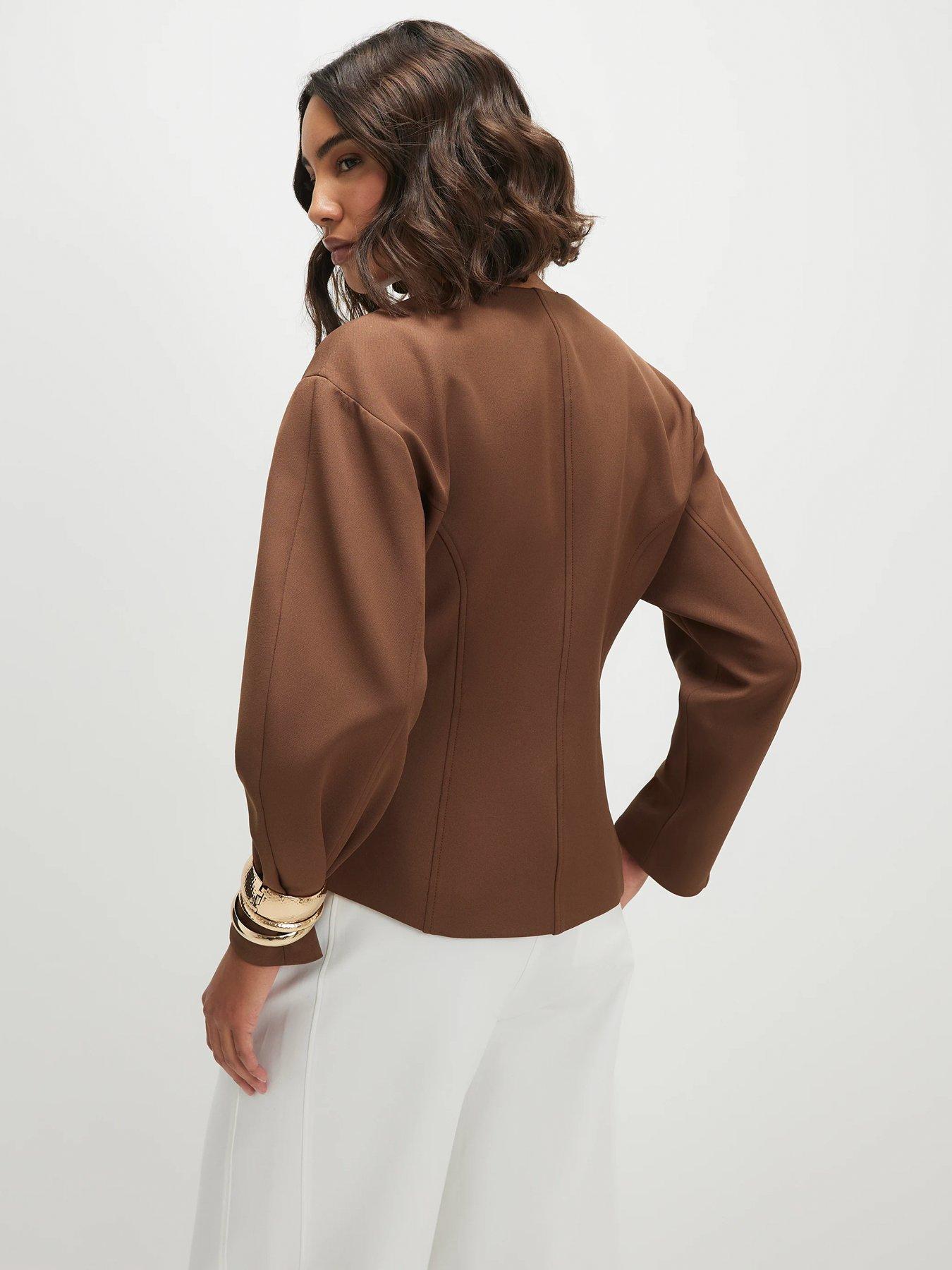 river-island-long-balloon-sleeve-button-up-jacket-beigestillFront
