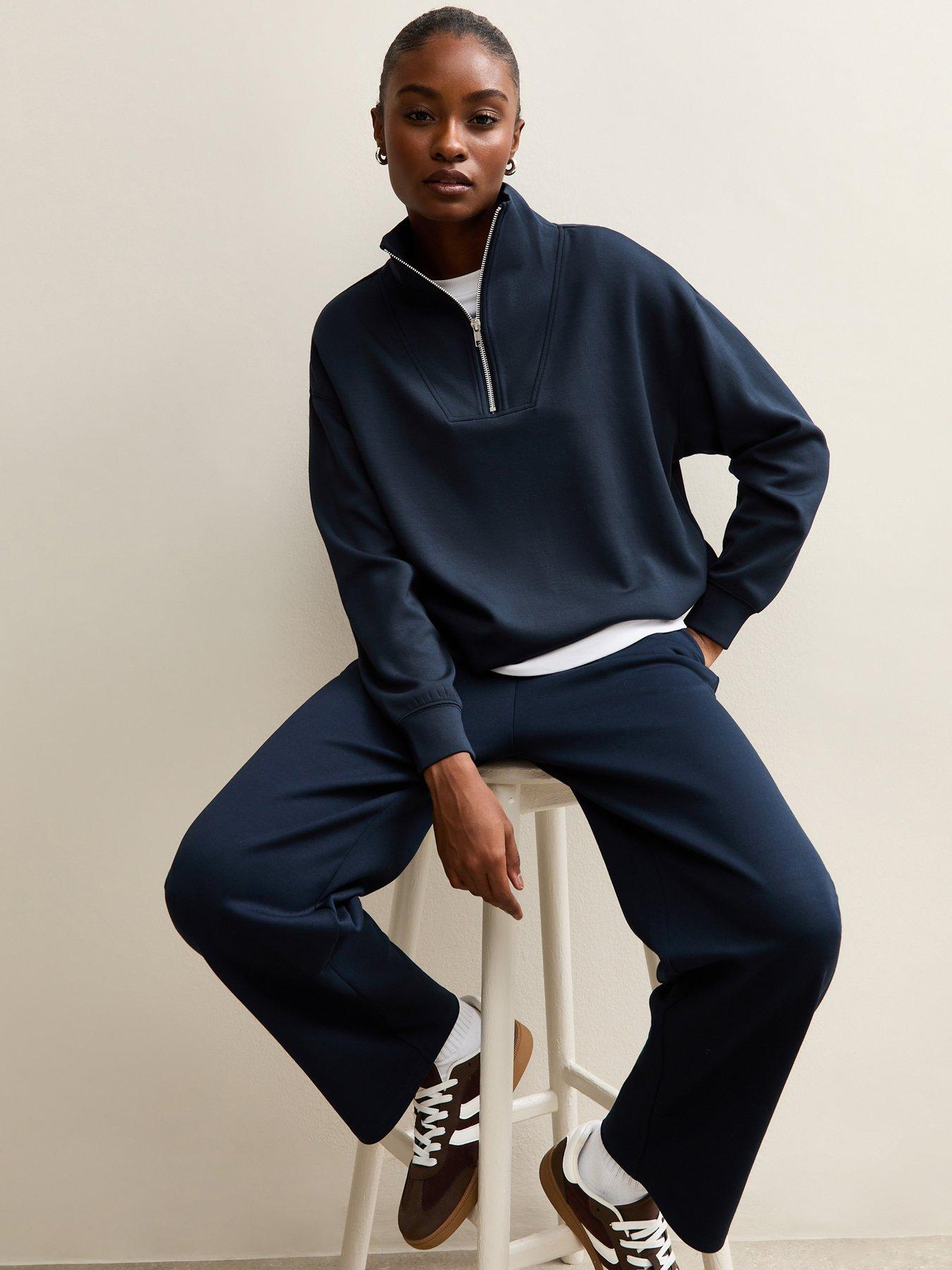 New Look Navy Premium Quarter Zip Sweatshirt