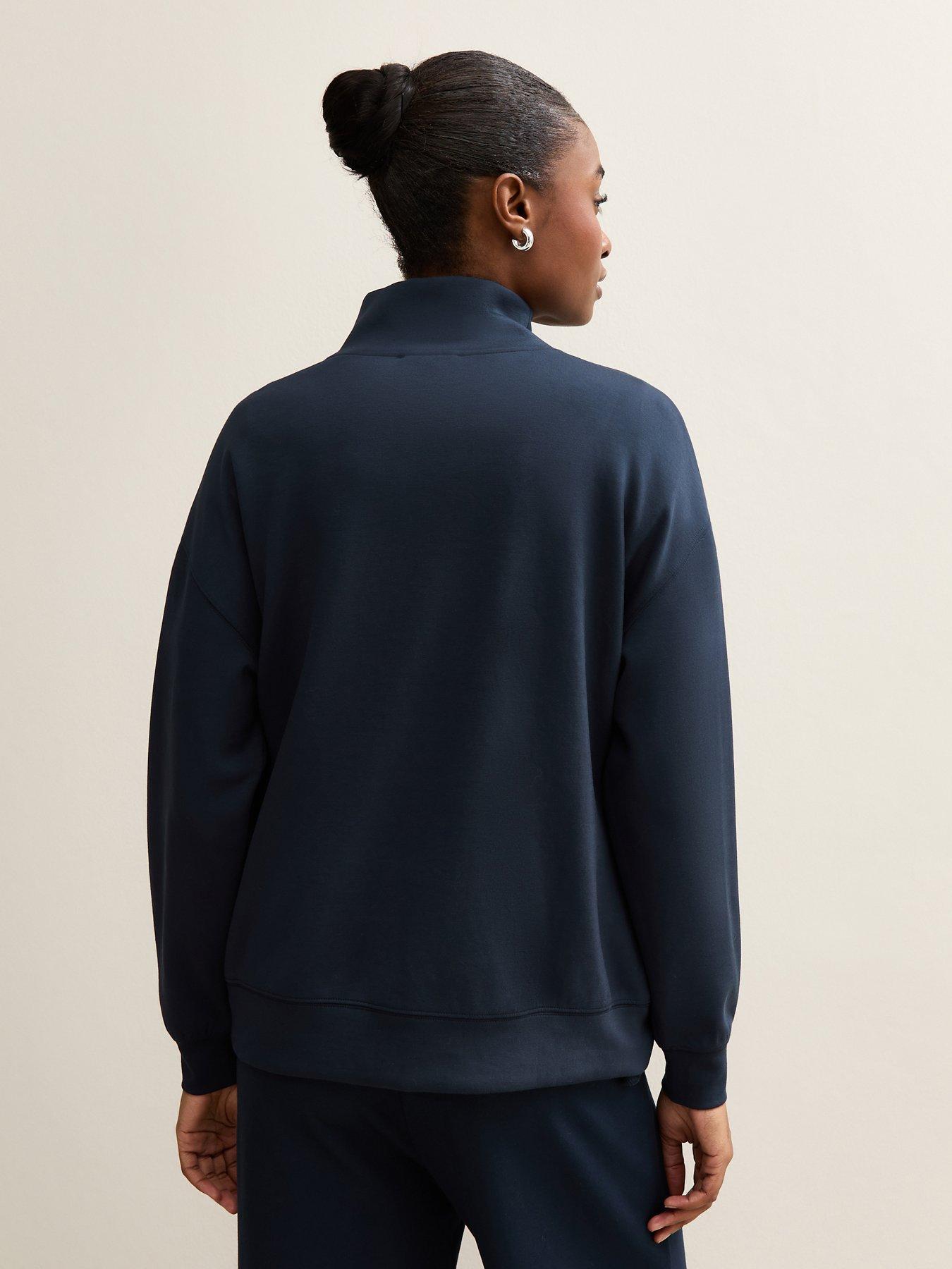 Image 2 of 5 of New Look Navy Premium Quarter Zip Sweatshirt