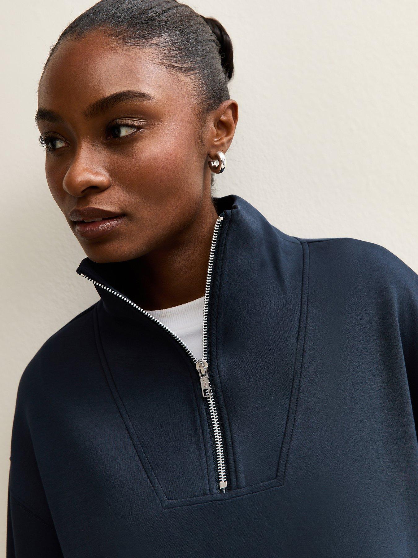 Image 4 of 5 of New Look Navy Premium Quarter Zip Sweatshirt