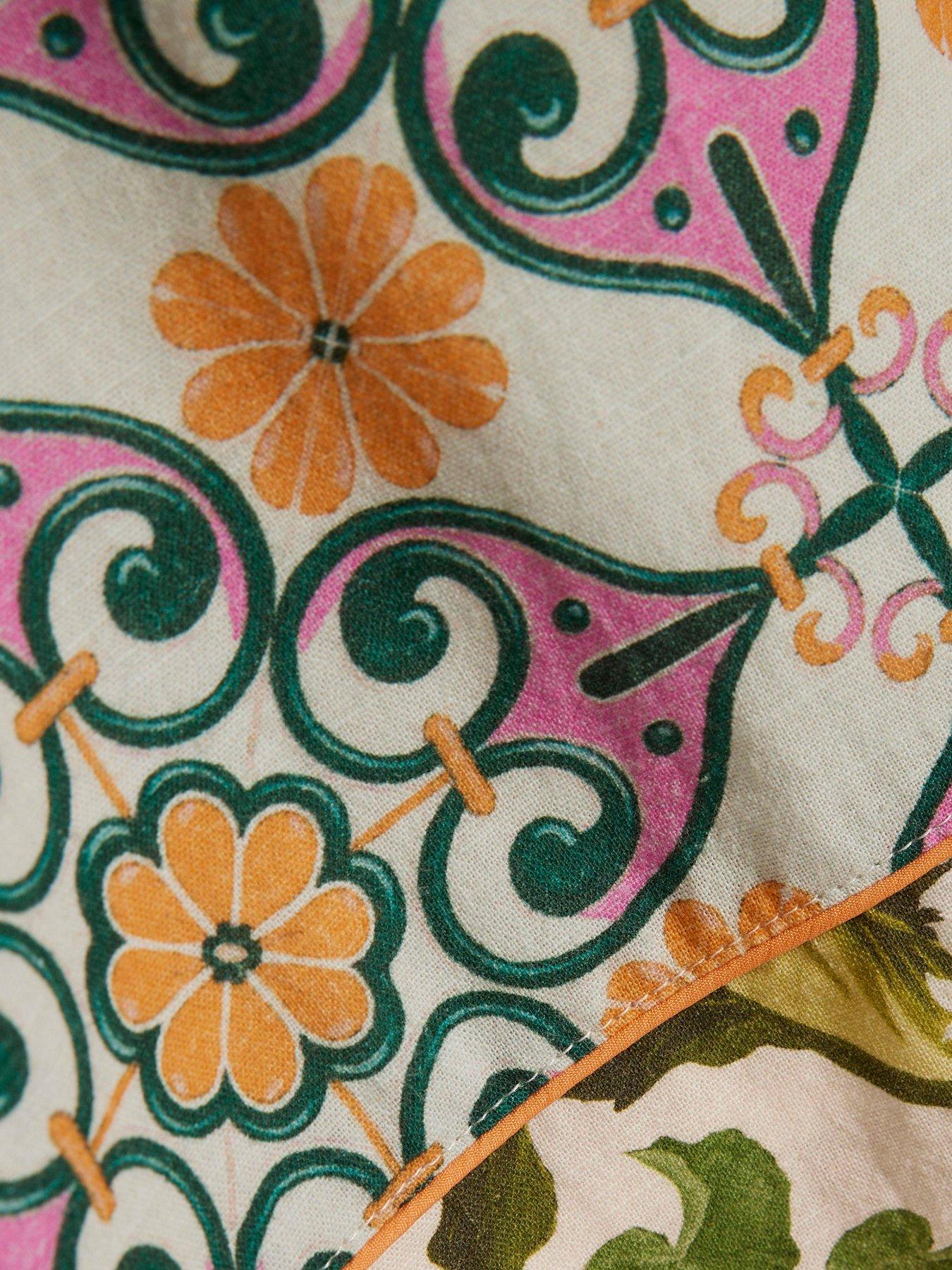 Image 6 of 6 of River Island Cotton Tile Print Cutwork Mini Dress