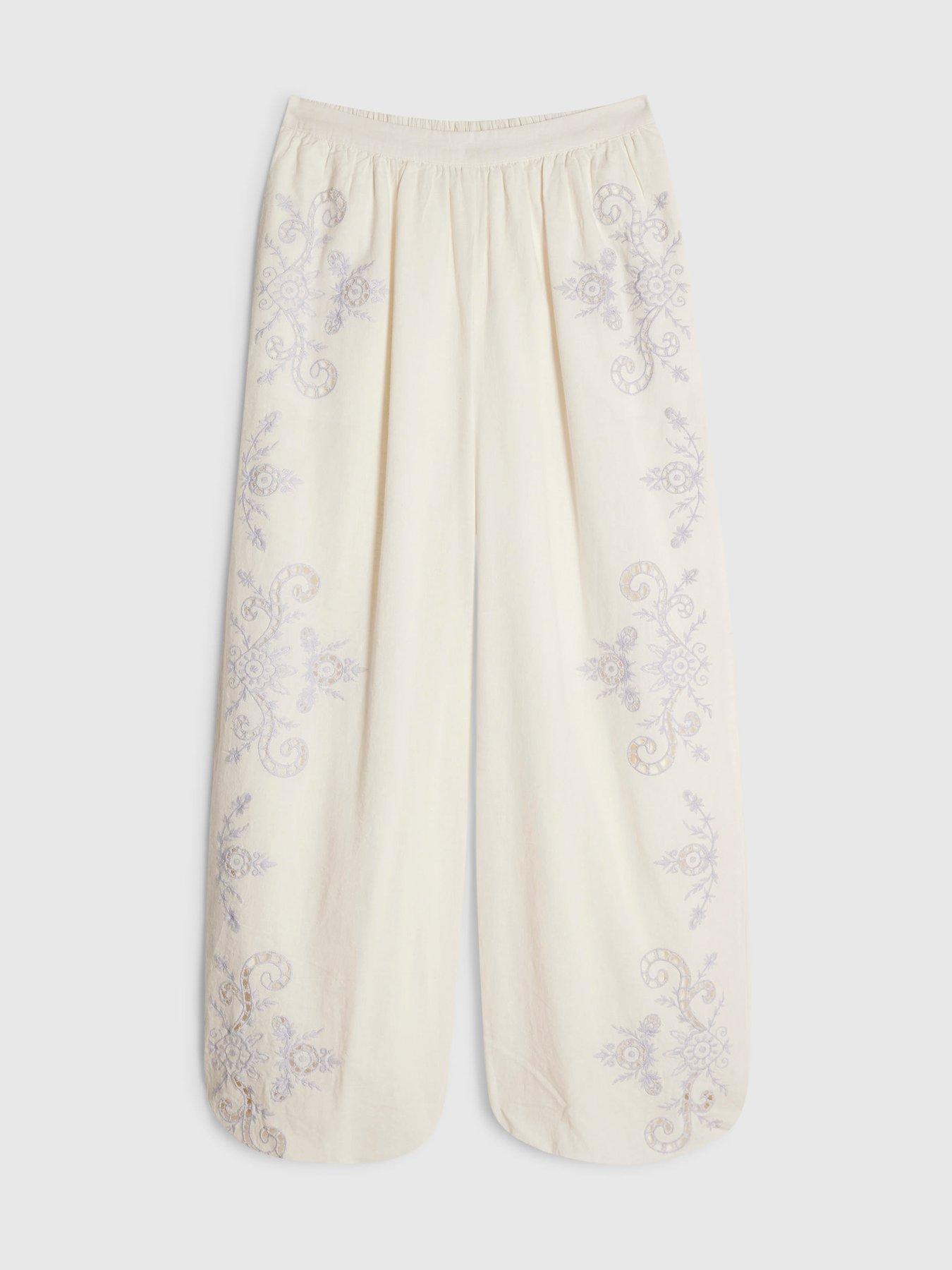 Image 5 of 6 of River Island Cutwork Hareem Trouser - White
