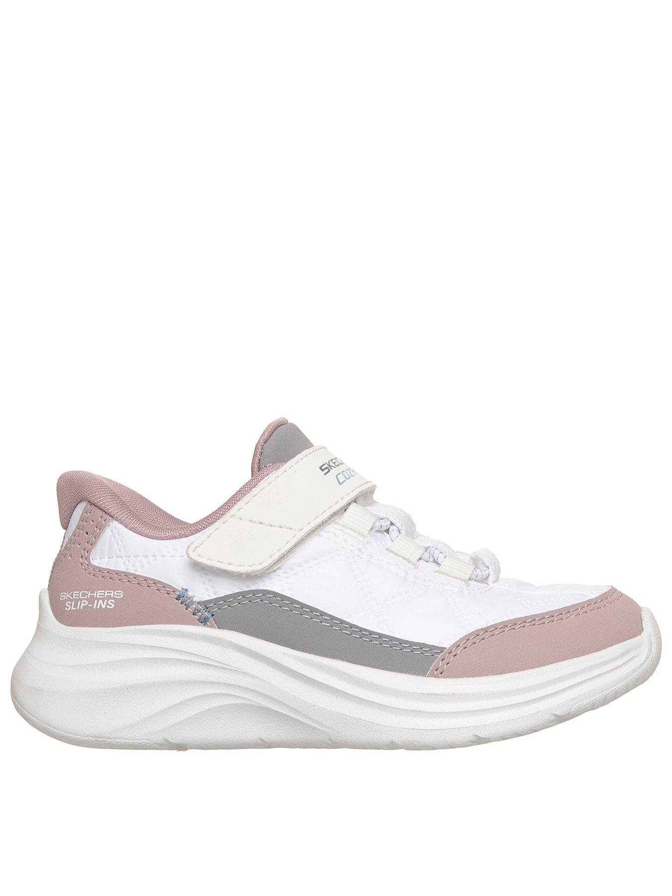 Skechers Kids' Hook and Loop Chunky Sole Trainers - White