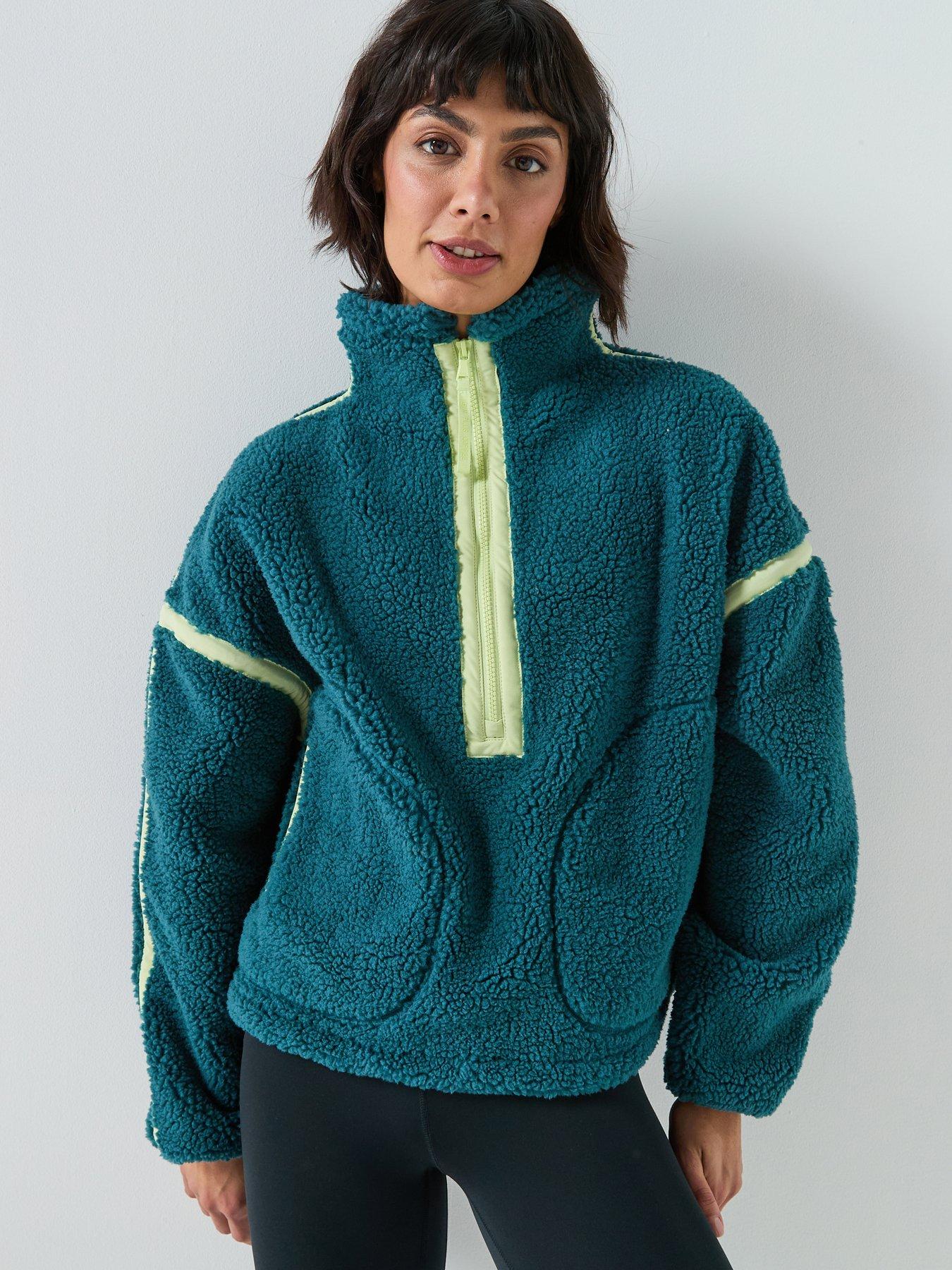 gym-coffee-womens-training-industry-fleece-half-zip-greenfront
