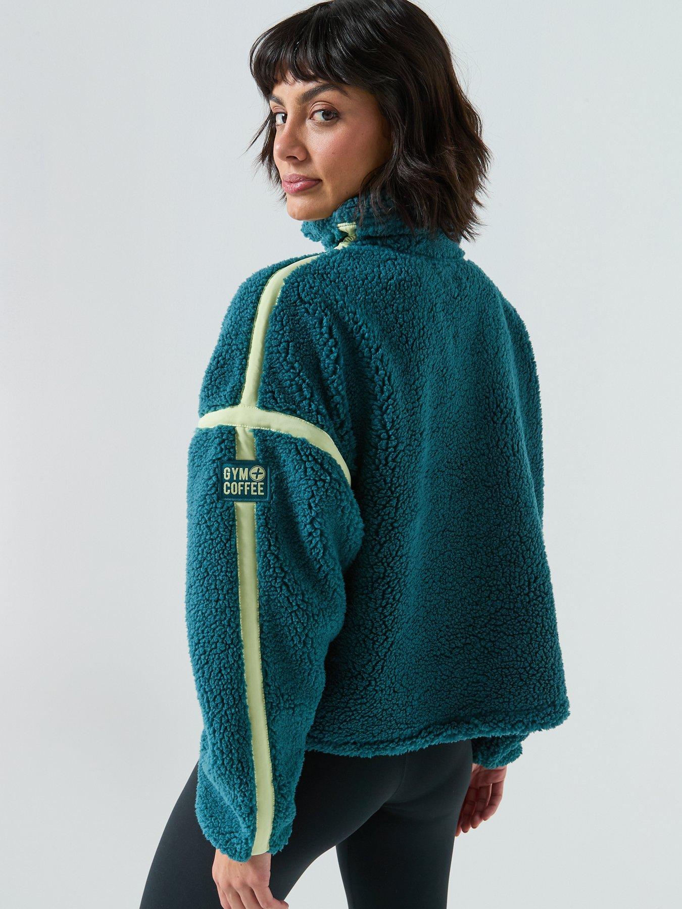 gym-coffee-womens-training-industry-fleece-half-zip-greenstillFront