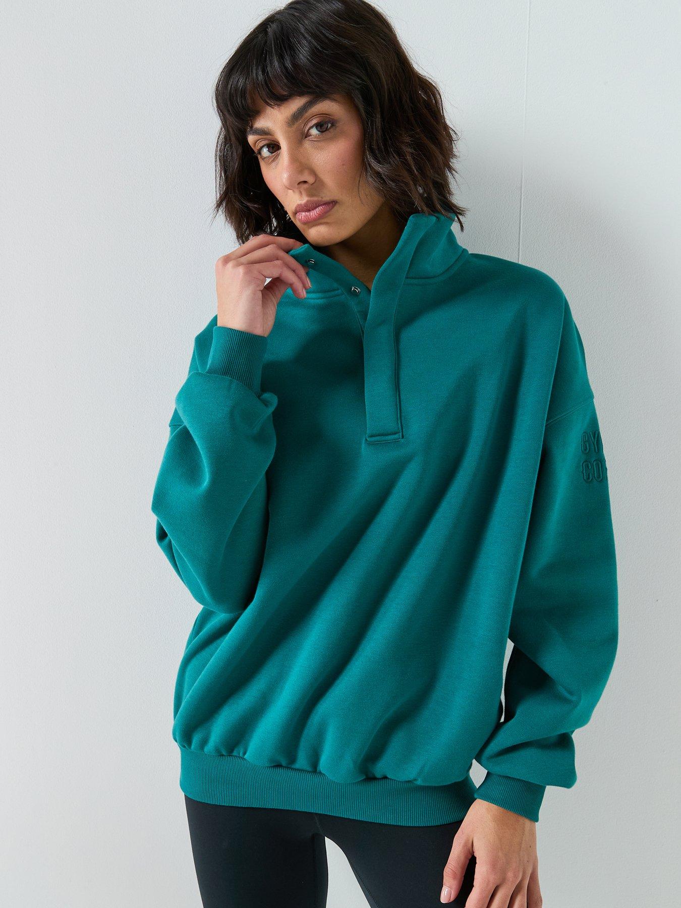 gym-coffee-womens-training-snap-collar-sierra-sweatshirt-greenfront