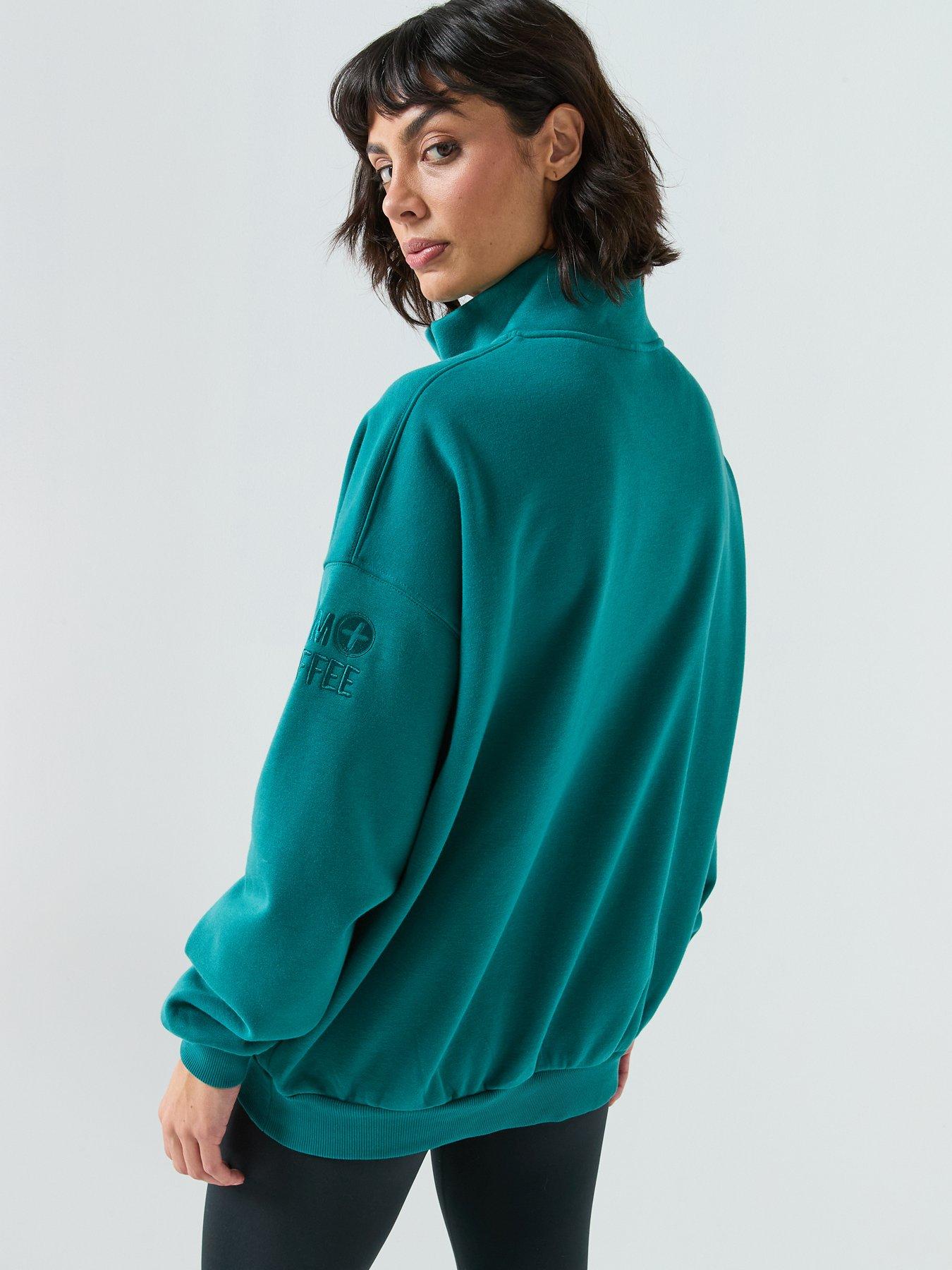 gym-coffee-womens-training-snap-collar-sierra-sweatshirt-greenstillFront