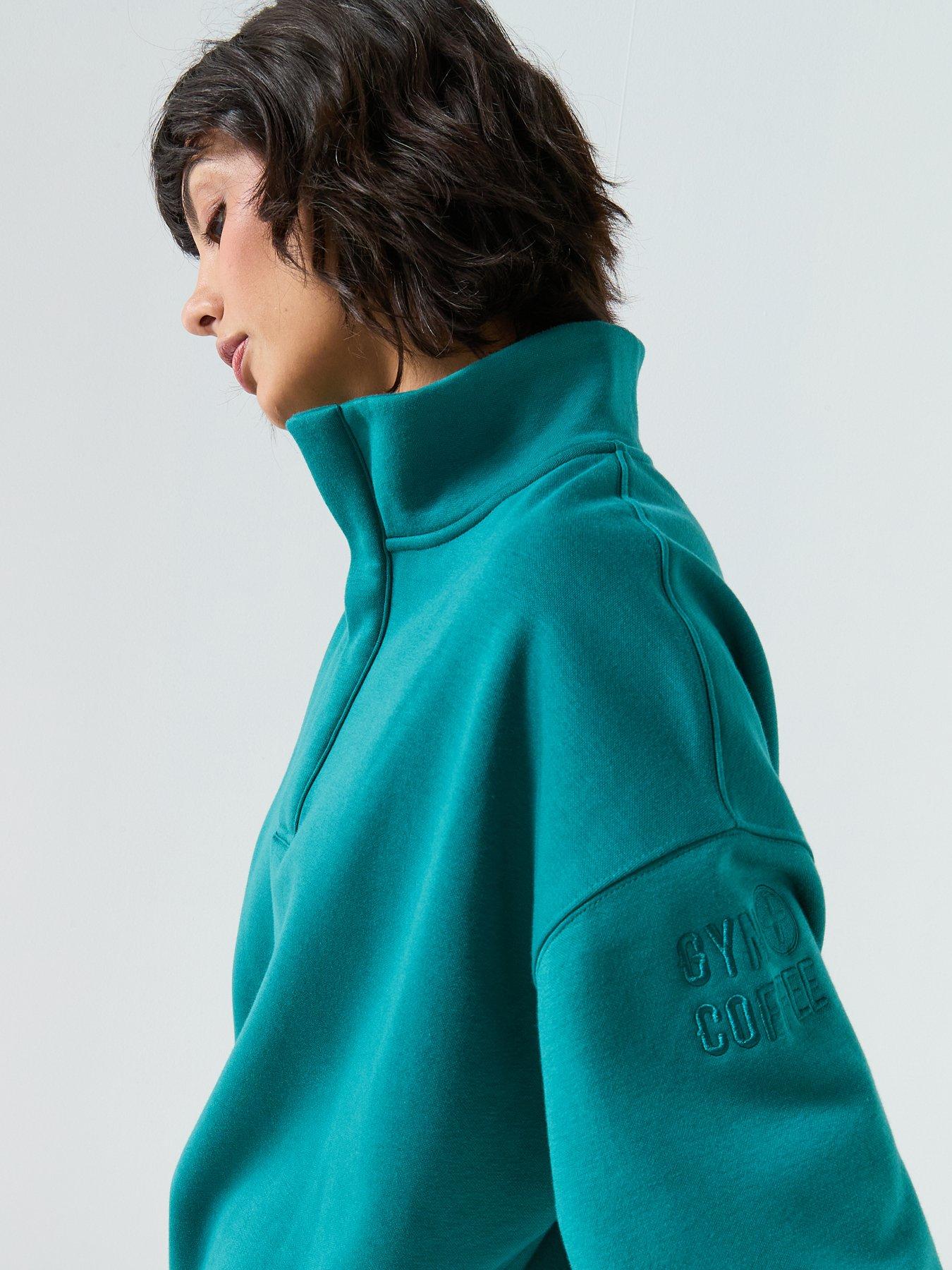 gym-coffee-womens-training-snap-collar-sierra-sweatshirt-greenoutfit